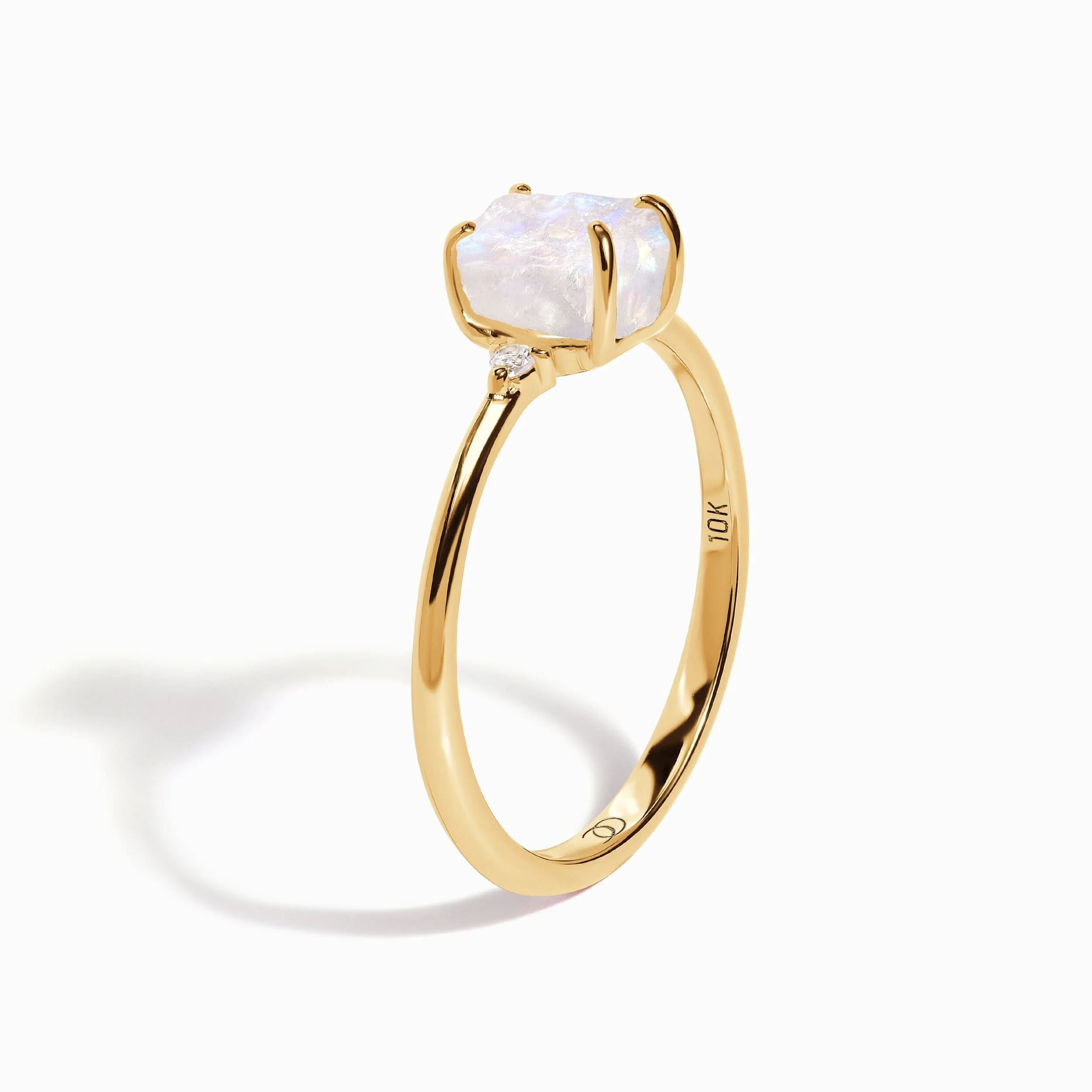 Moonstone Lab Diamond Ring - Petite Raw Allure - Image 17