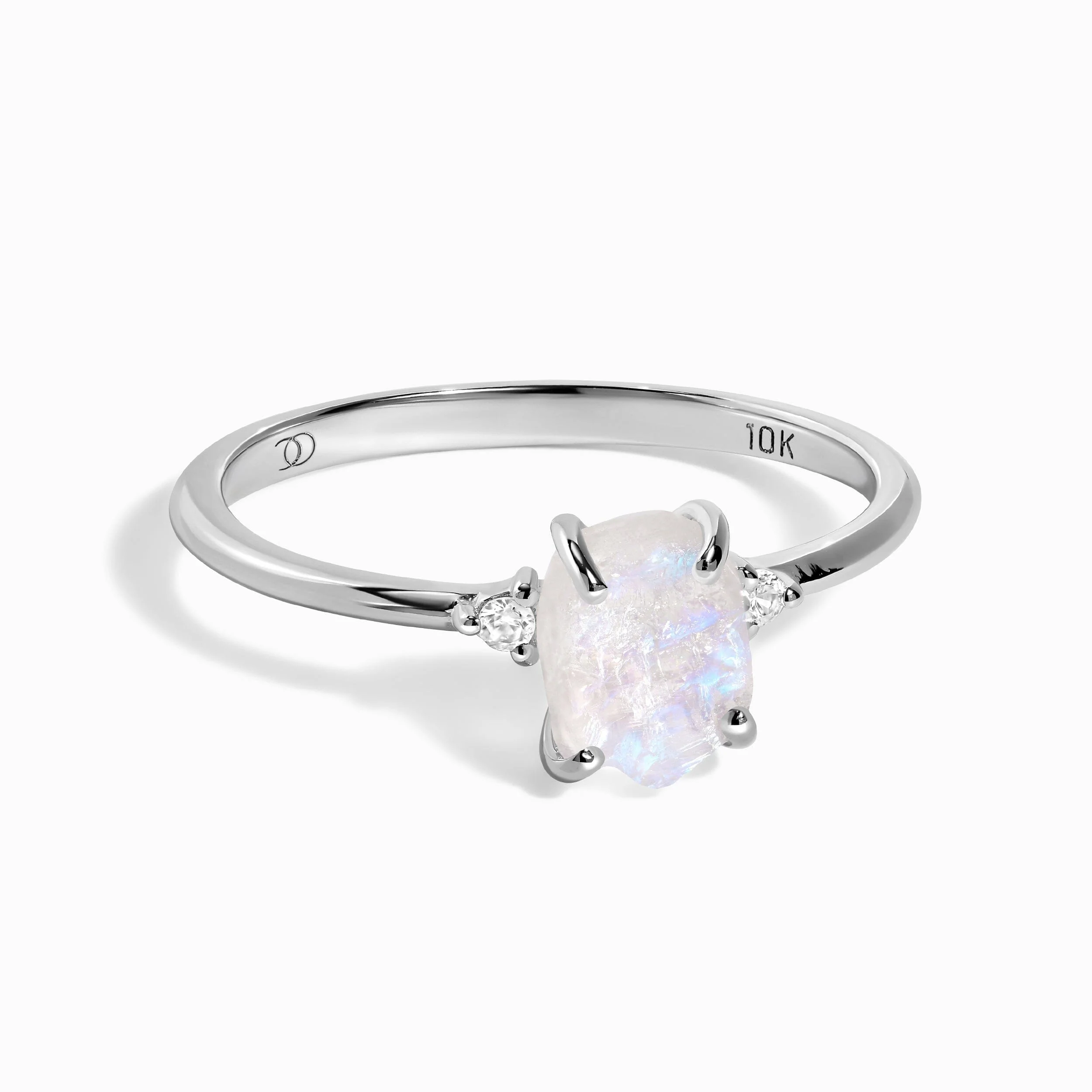 Moonstone Lab Diamond Ring - Petite Raw Allure - Image 4