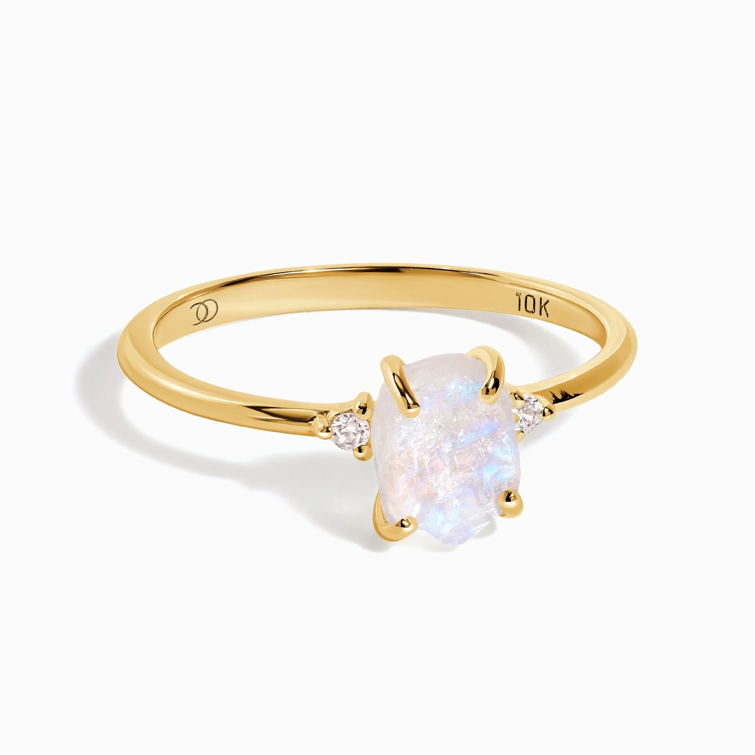 Moonstone Lab Diamond Ring - Petite Raw Allure - Image 6