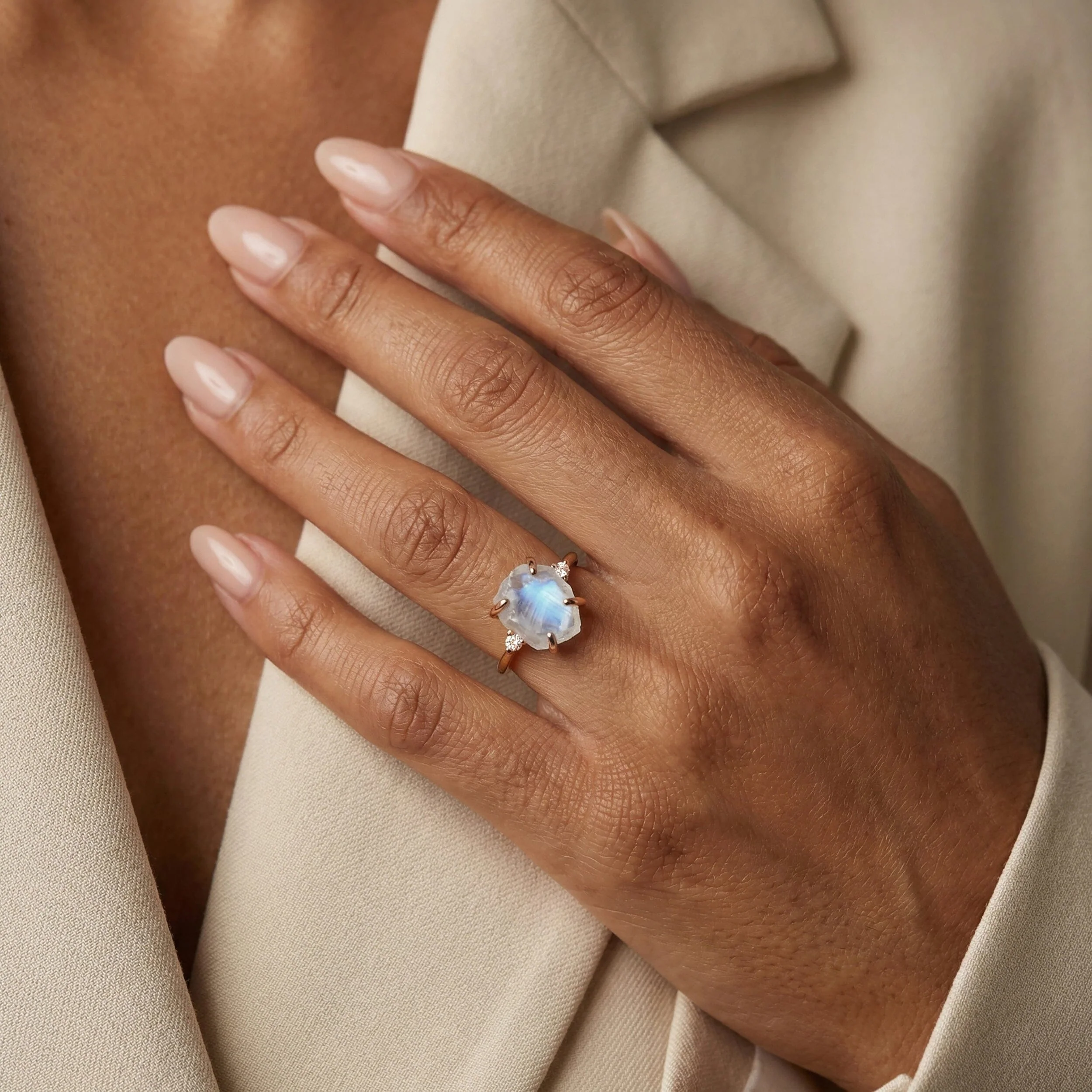 Moonstone Diamond Ring - Raw Allure - Image 2