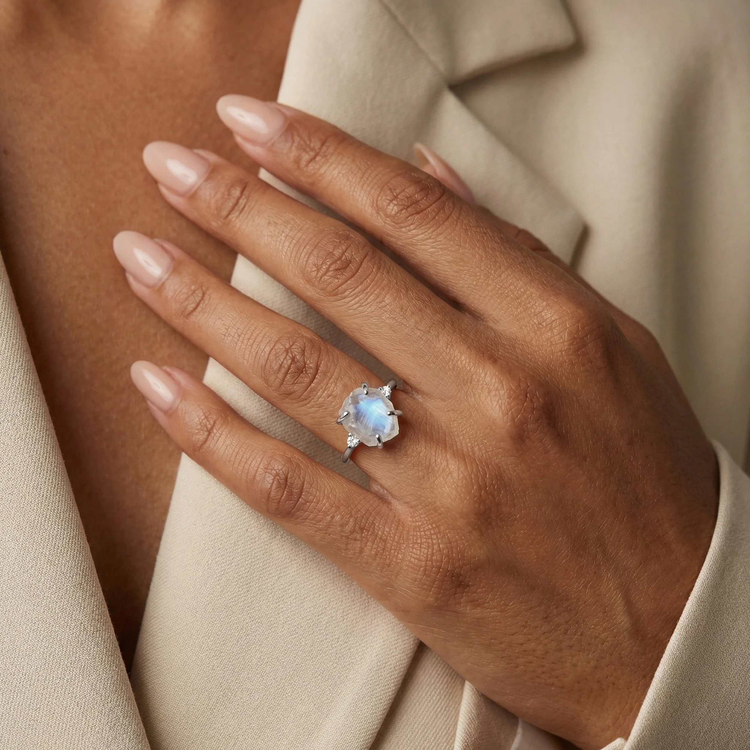 Moonstone Diamond Ring - Raw Allure - Image 6