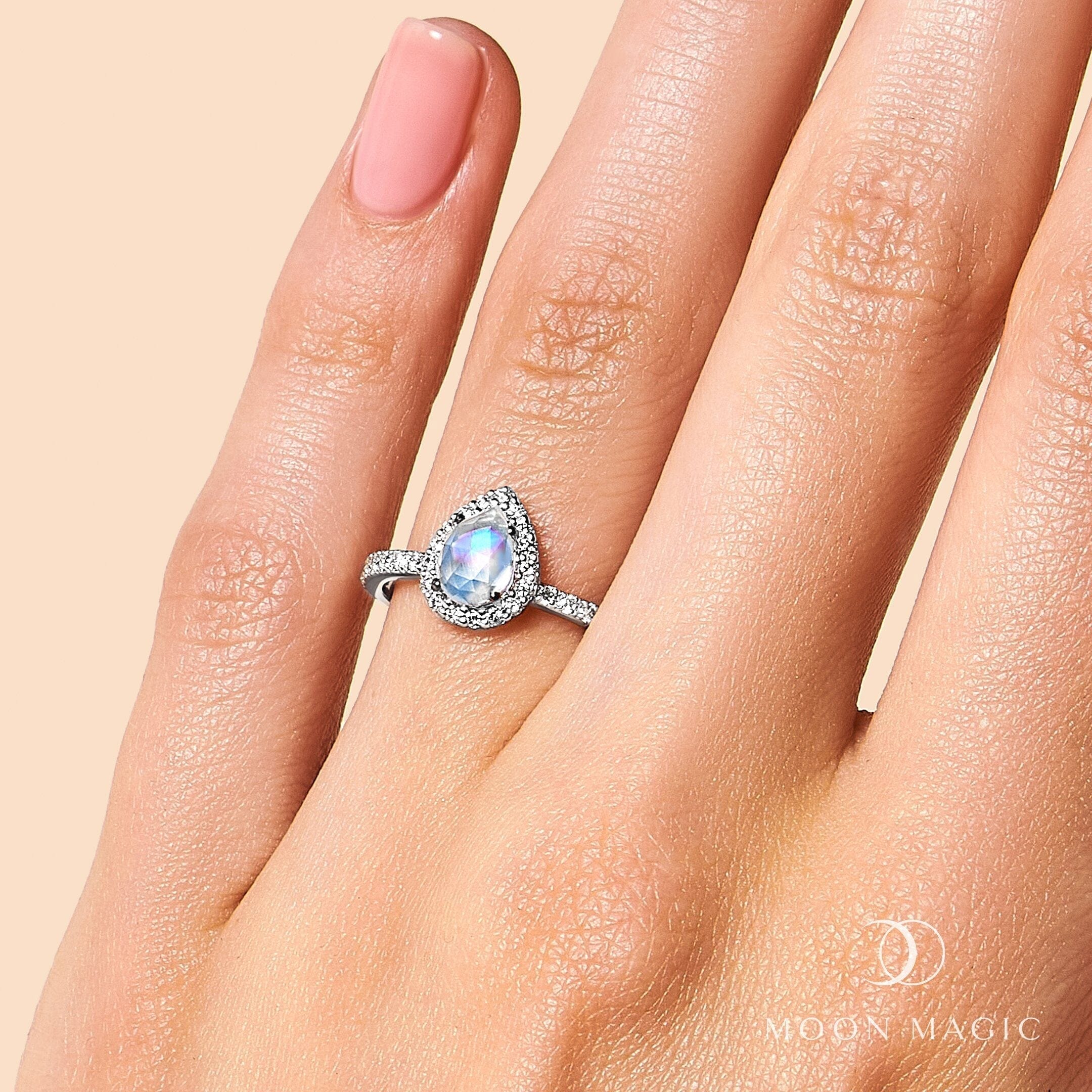 Moonstone Lab Diamond Ring - Tear of Joy - Image 4
