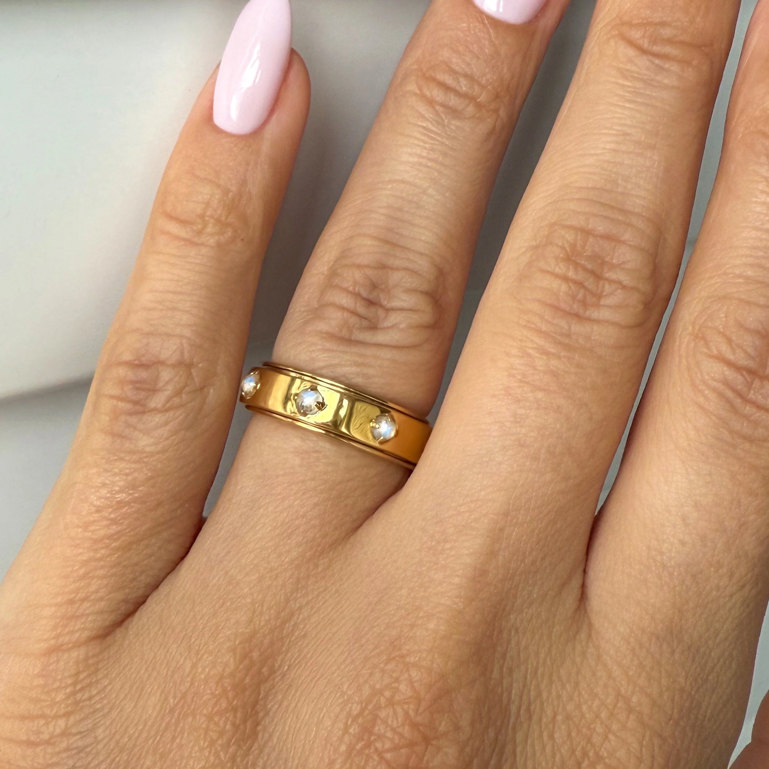 Moonstone Fidget Ring - Rooted Rotation - Image 6