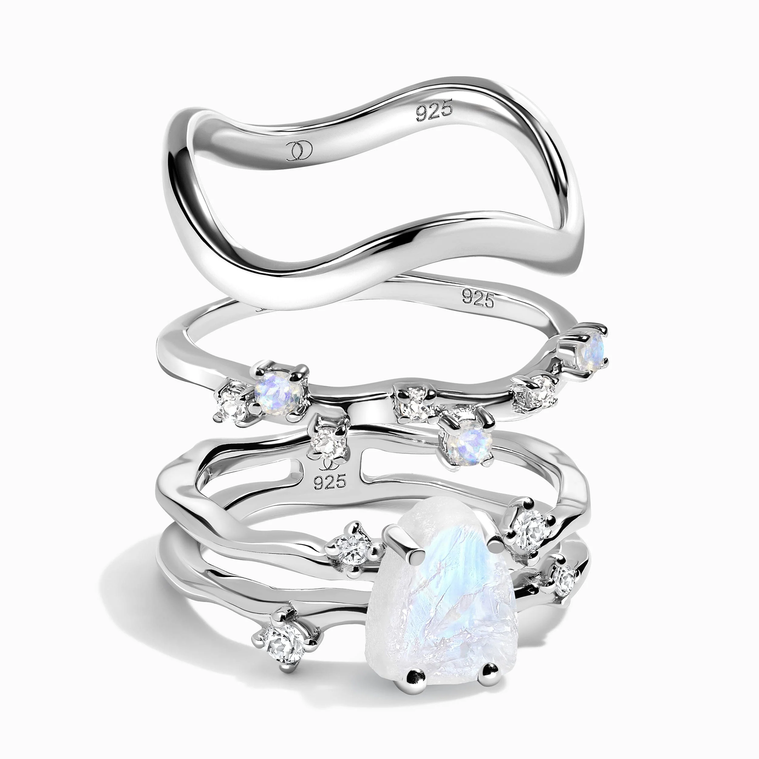 Moonstone Flow Ring - Stardust & Waves Band