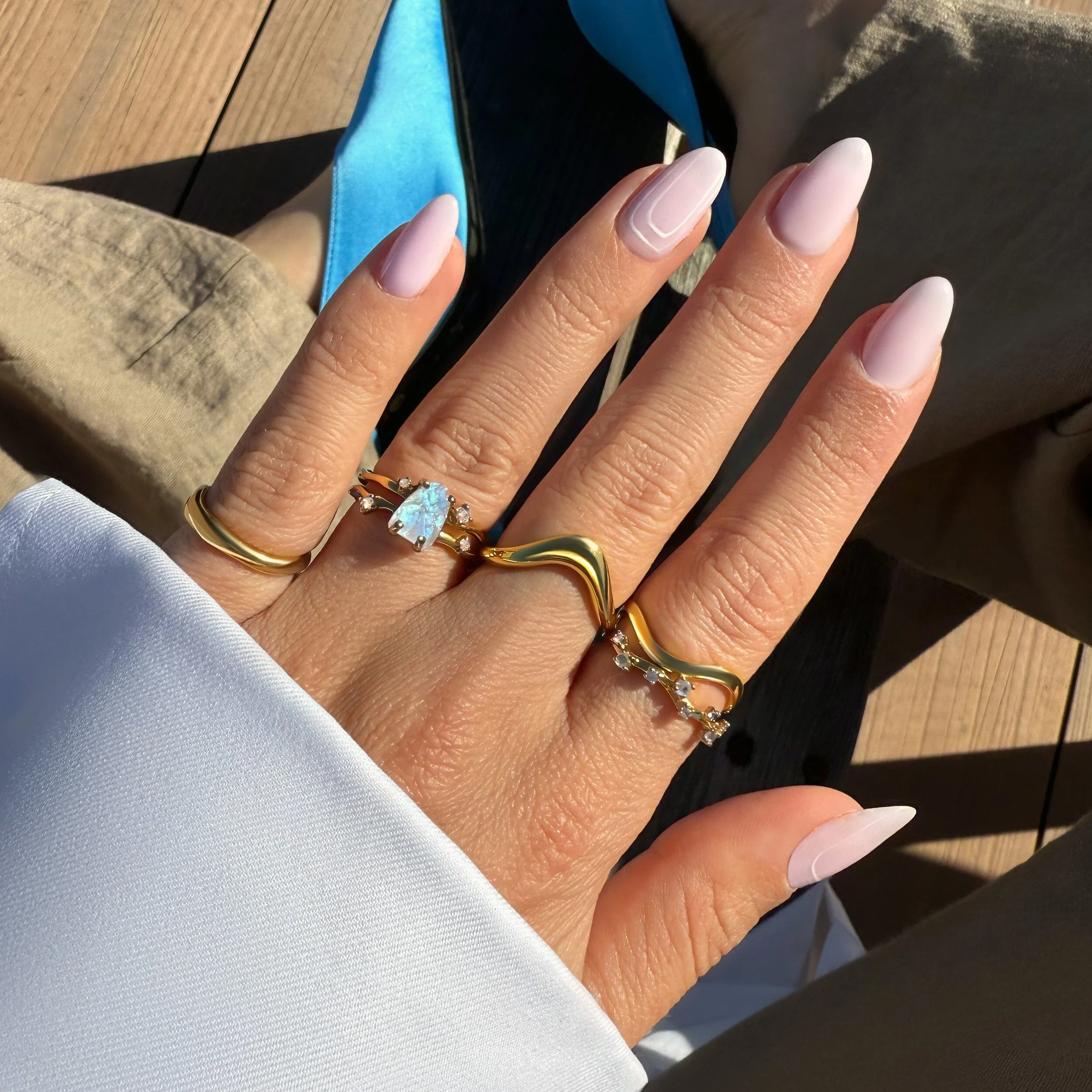 Moonstone Flow Ring - Stardust & Waves Band - Image 14