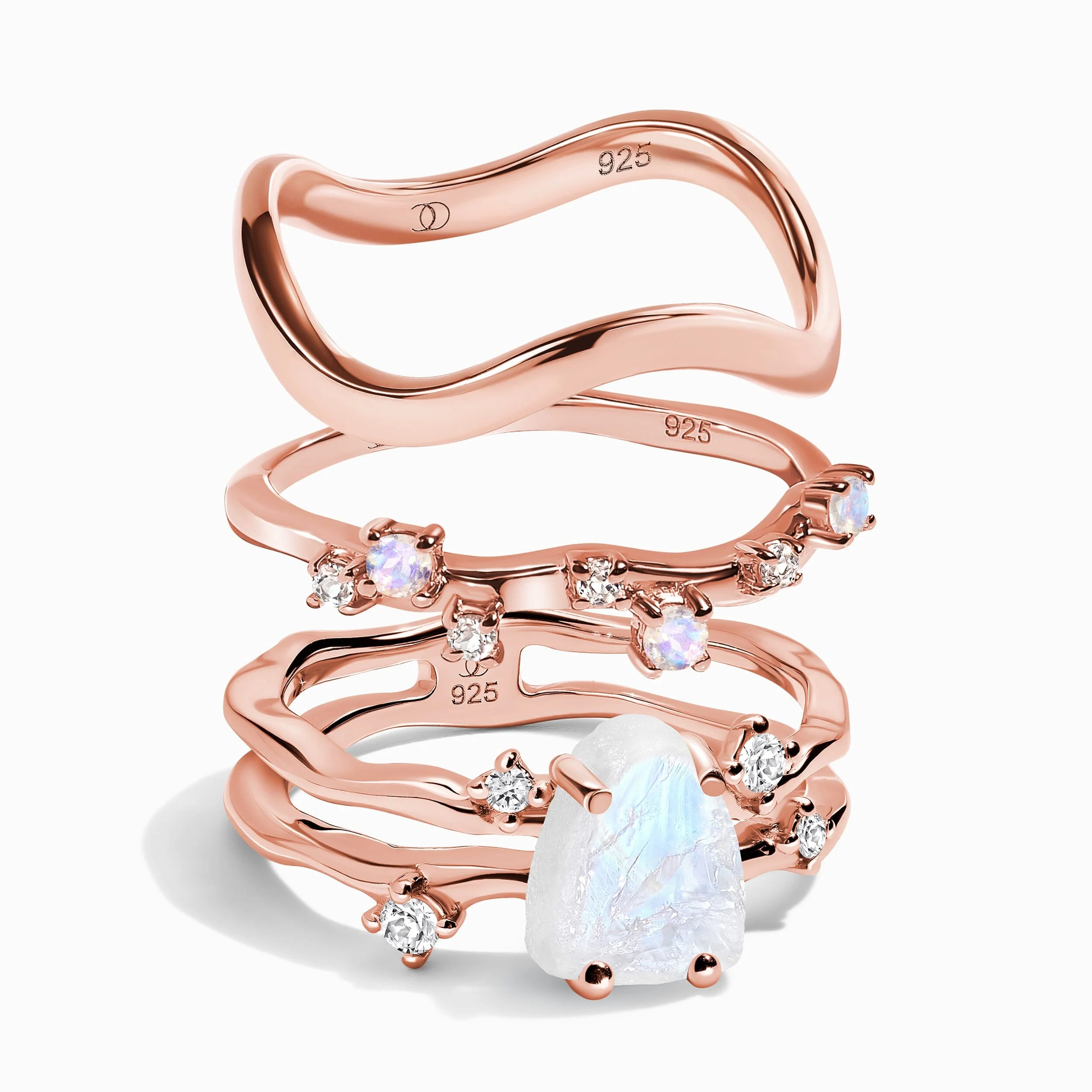 Moonstone Flow Ring - Stardust & Waves Band - Image 3