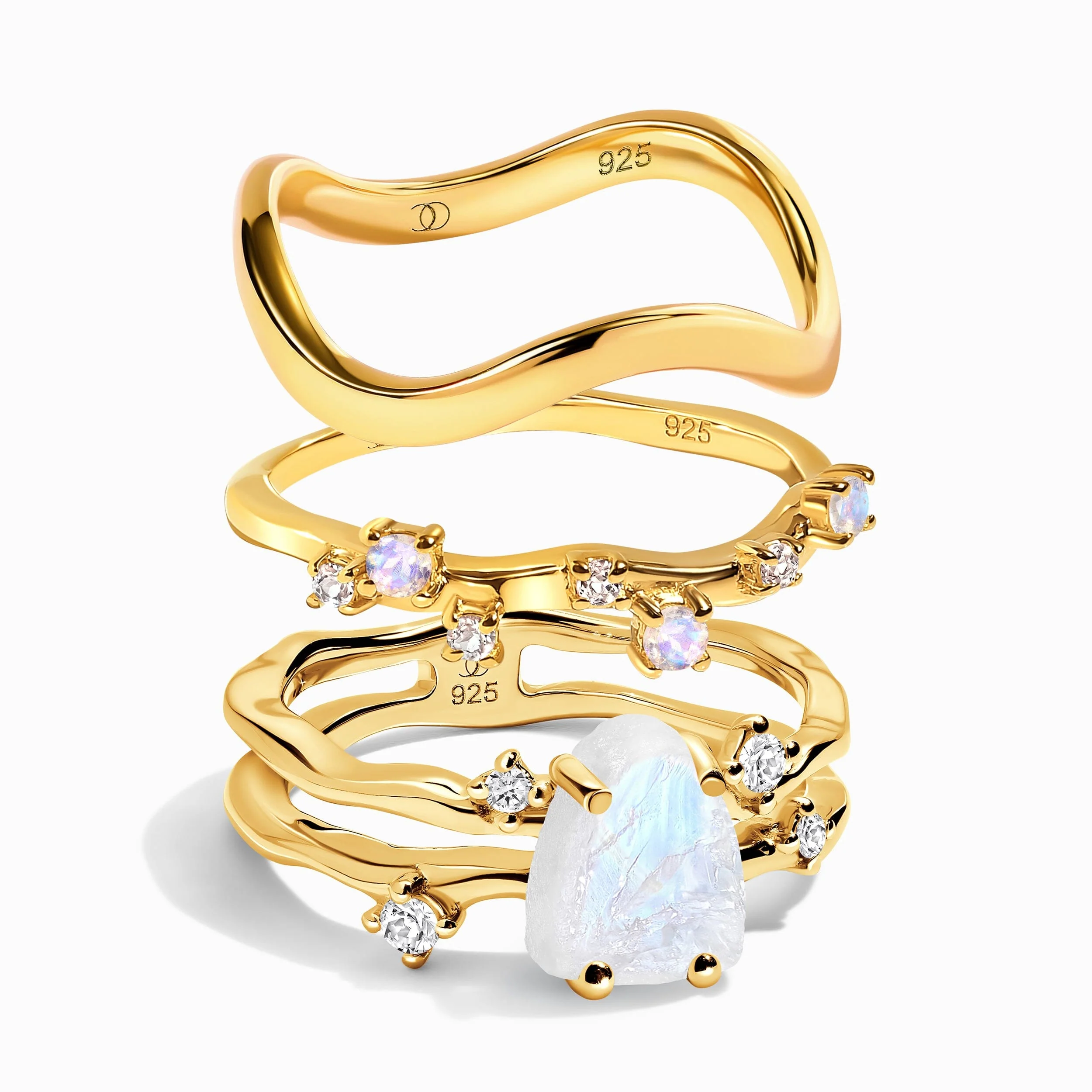 Moonstone Flow Ring - Stardust & Waves Band - Image 5