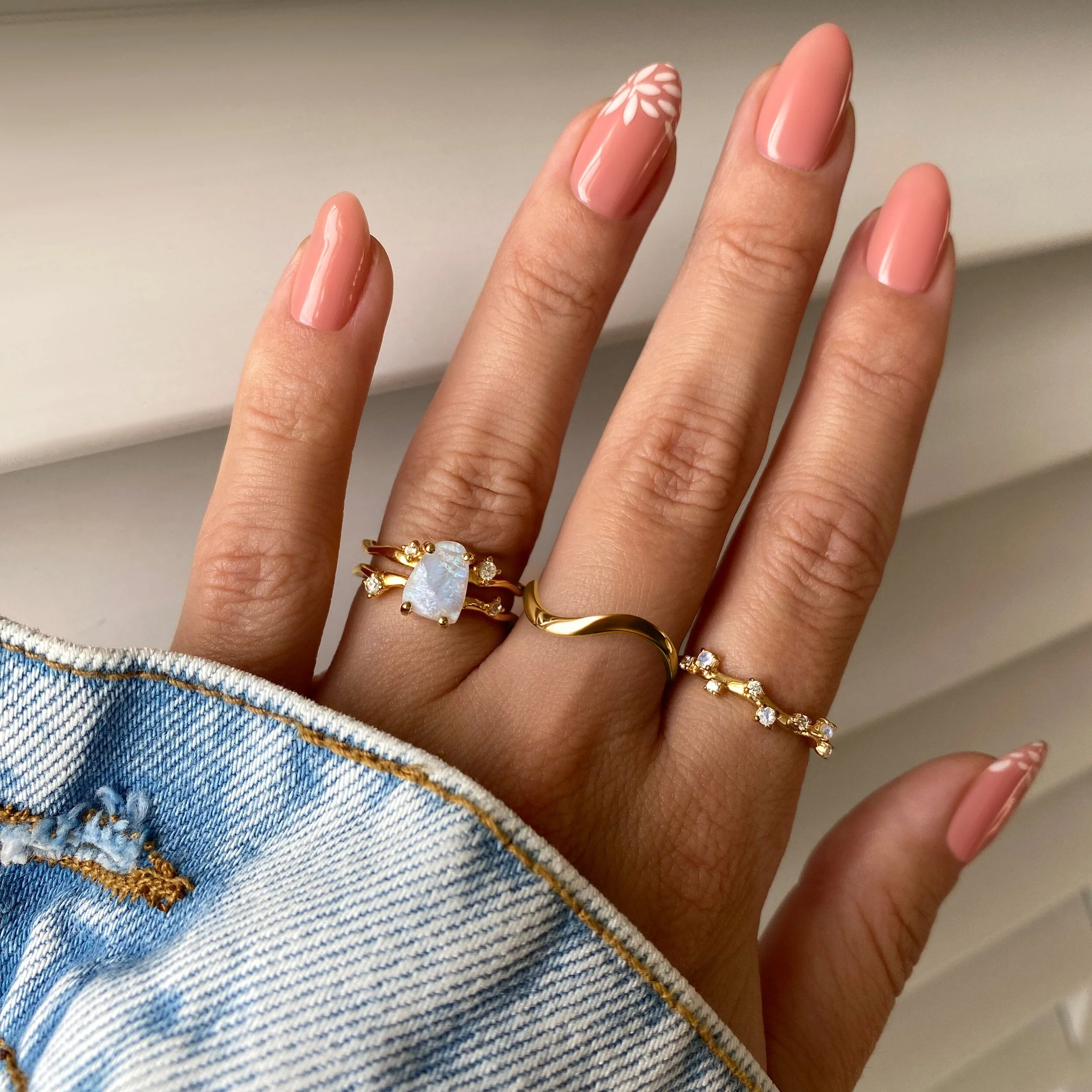 Moonstone Flow Ring - Stardust & Waves Band - Image 6
