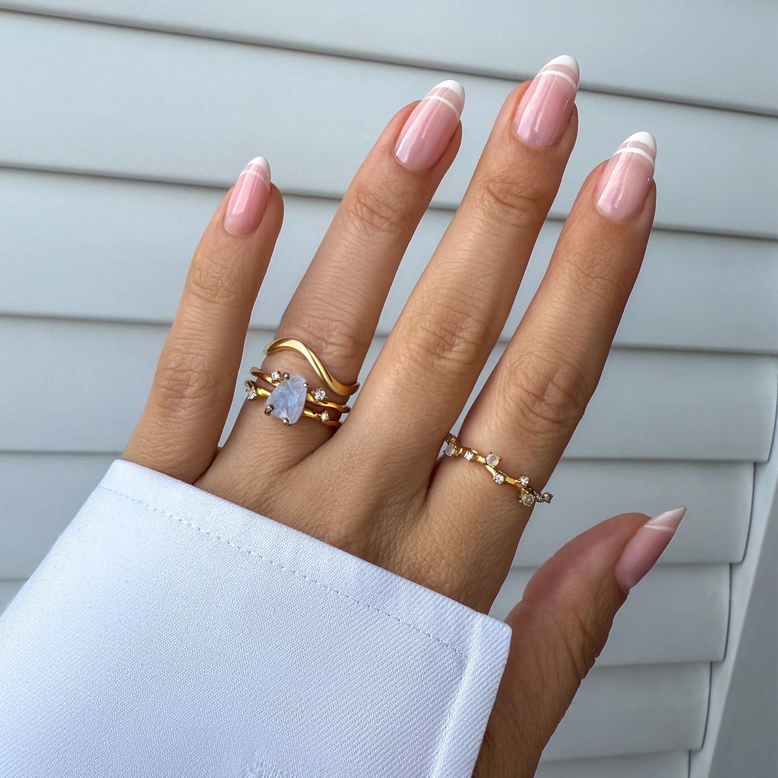 Moonstone Flow Ring - Stardust & Waves Band - Image 9