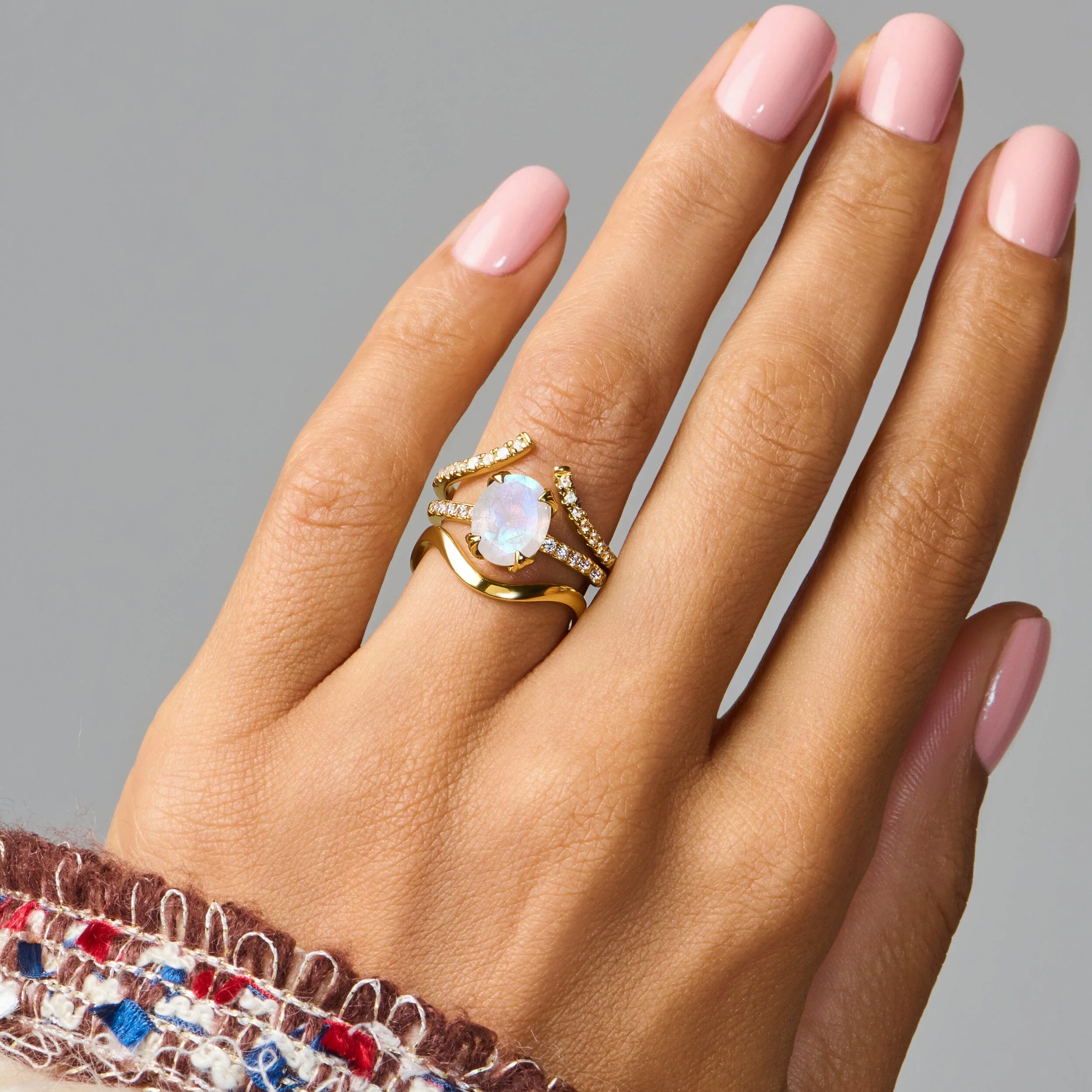 Moonstone Harlow Ring - Infinite Ring & Waves Band - Image 4