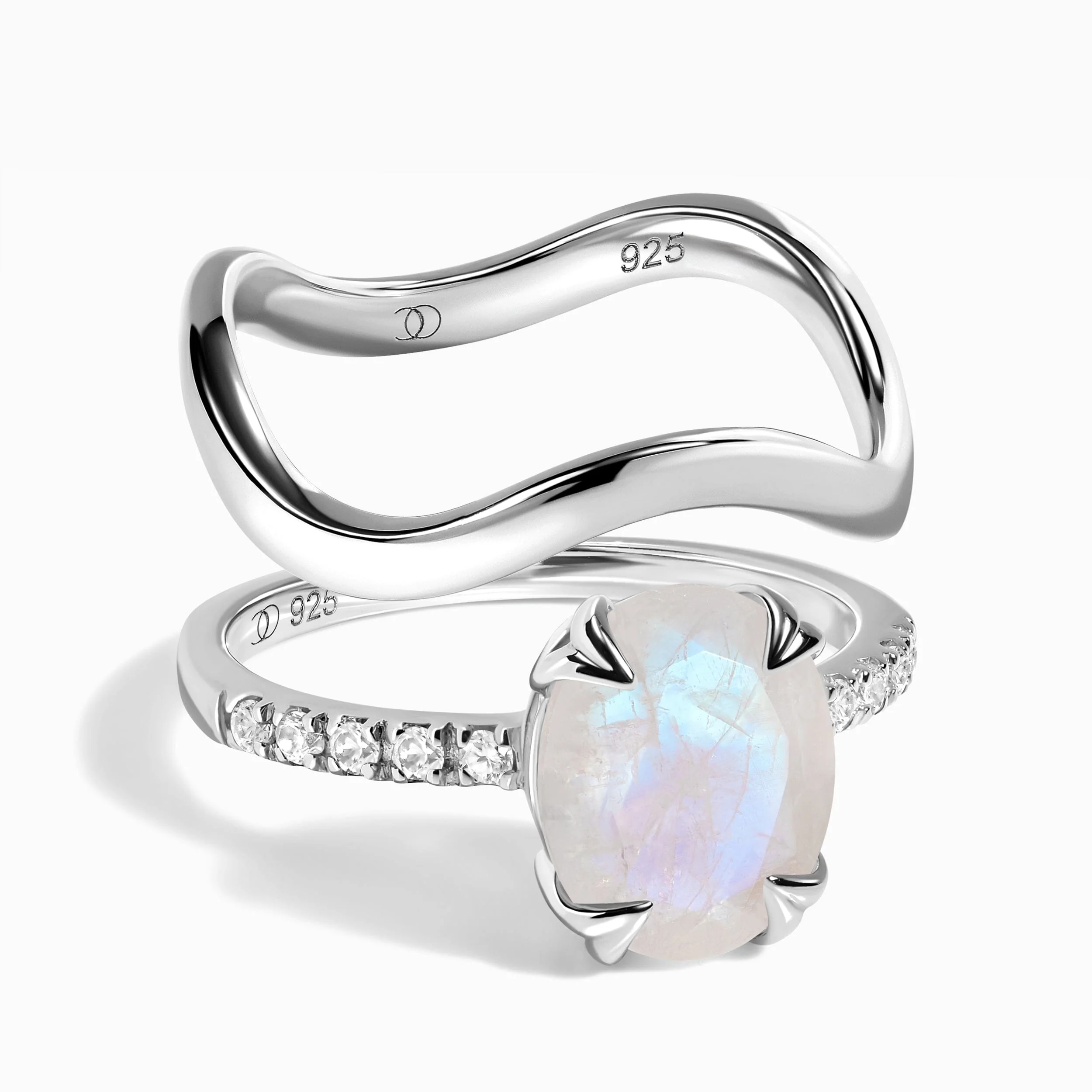 Moonstone Harlow Ring & Waves Band