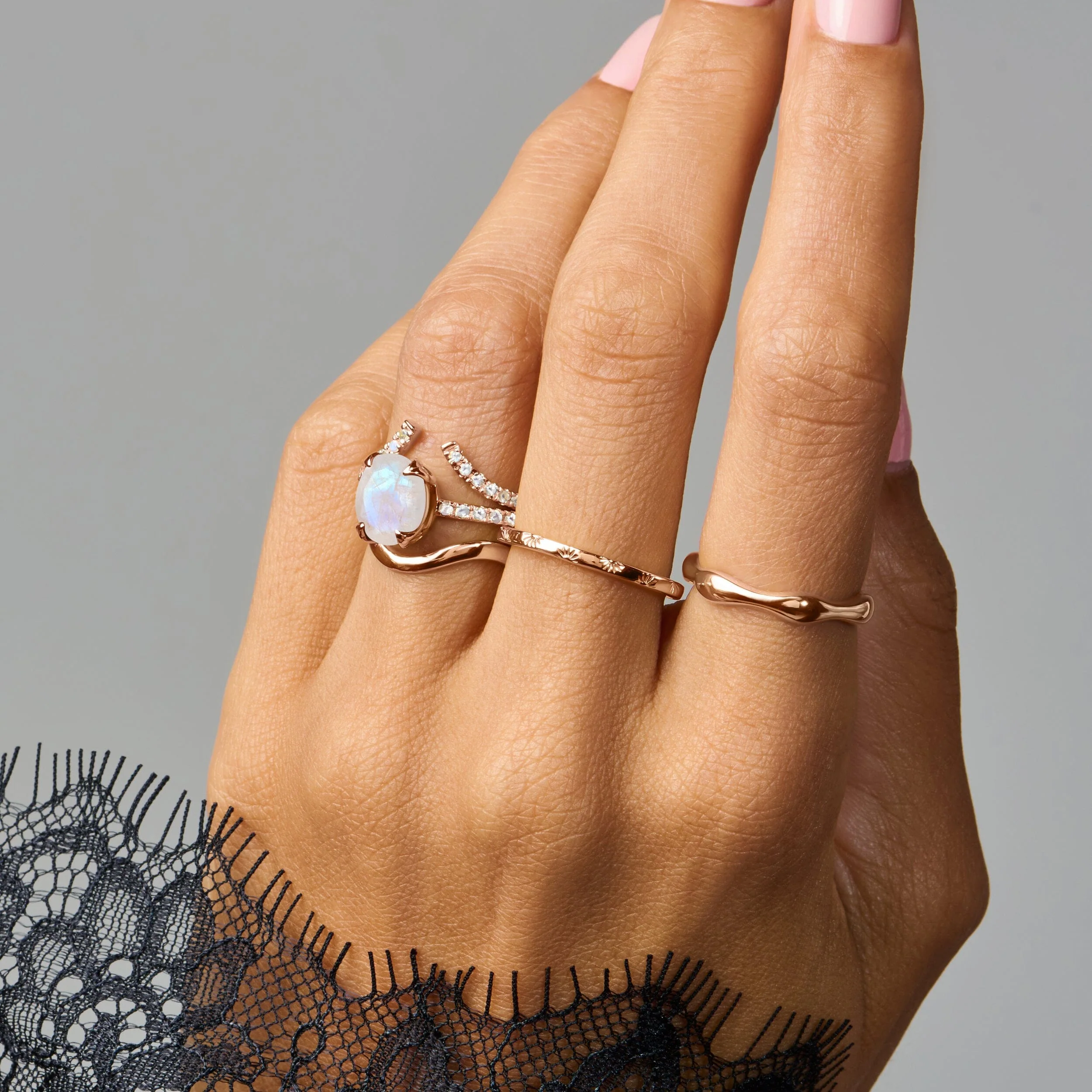 Moonstone Harlow Ring & Waves Band - Image 11