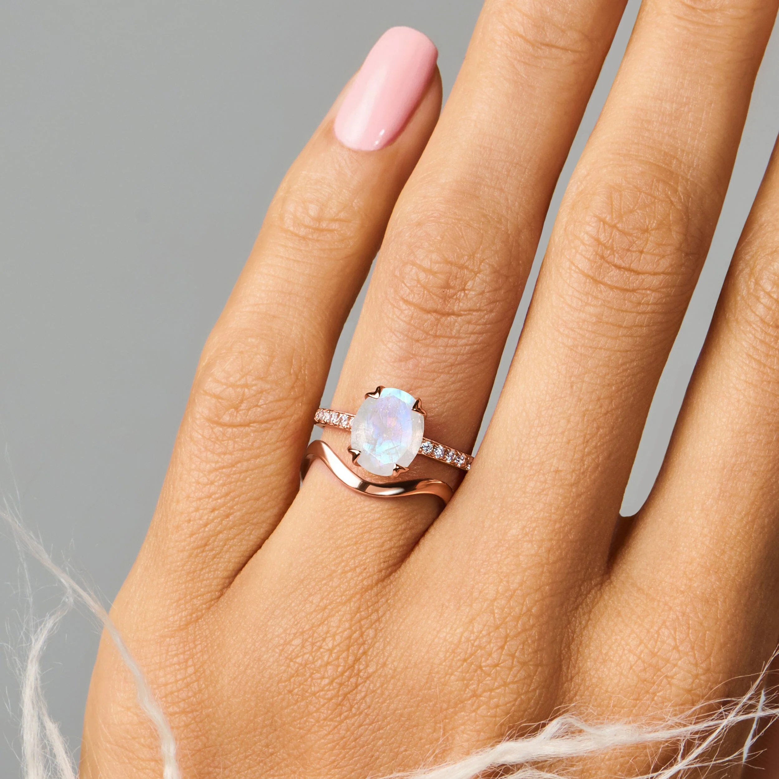 Moonstone Harlow Ring & Waves Band - Image 4