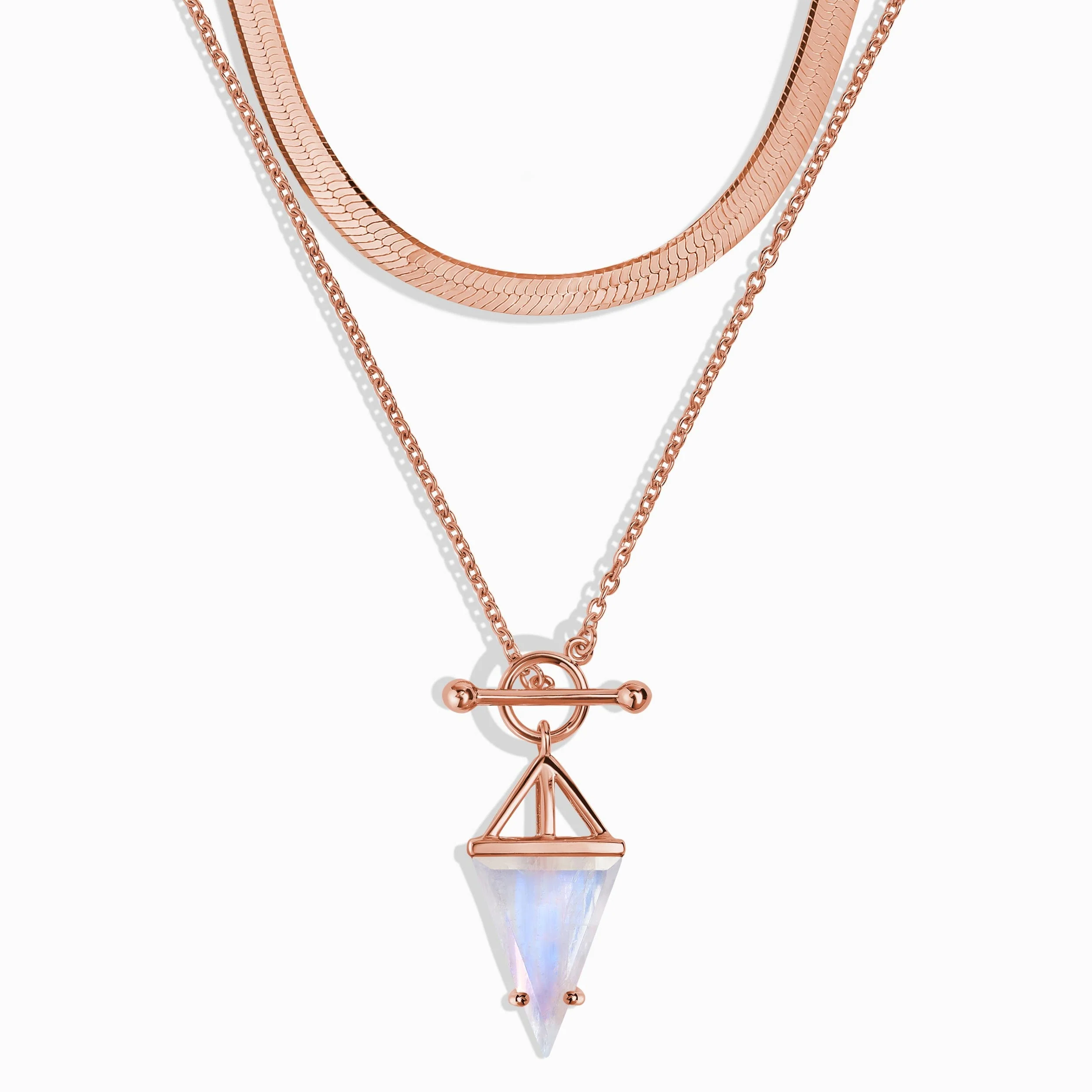 Moonstone Heroine T-Lock Necklace & Herringbone Chain - Image 6