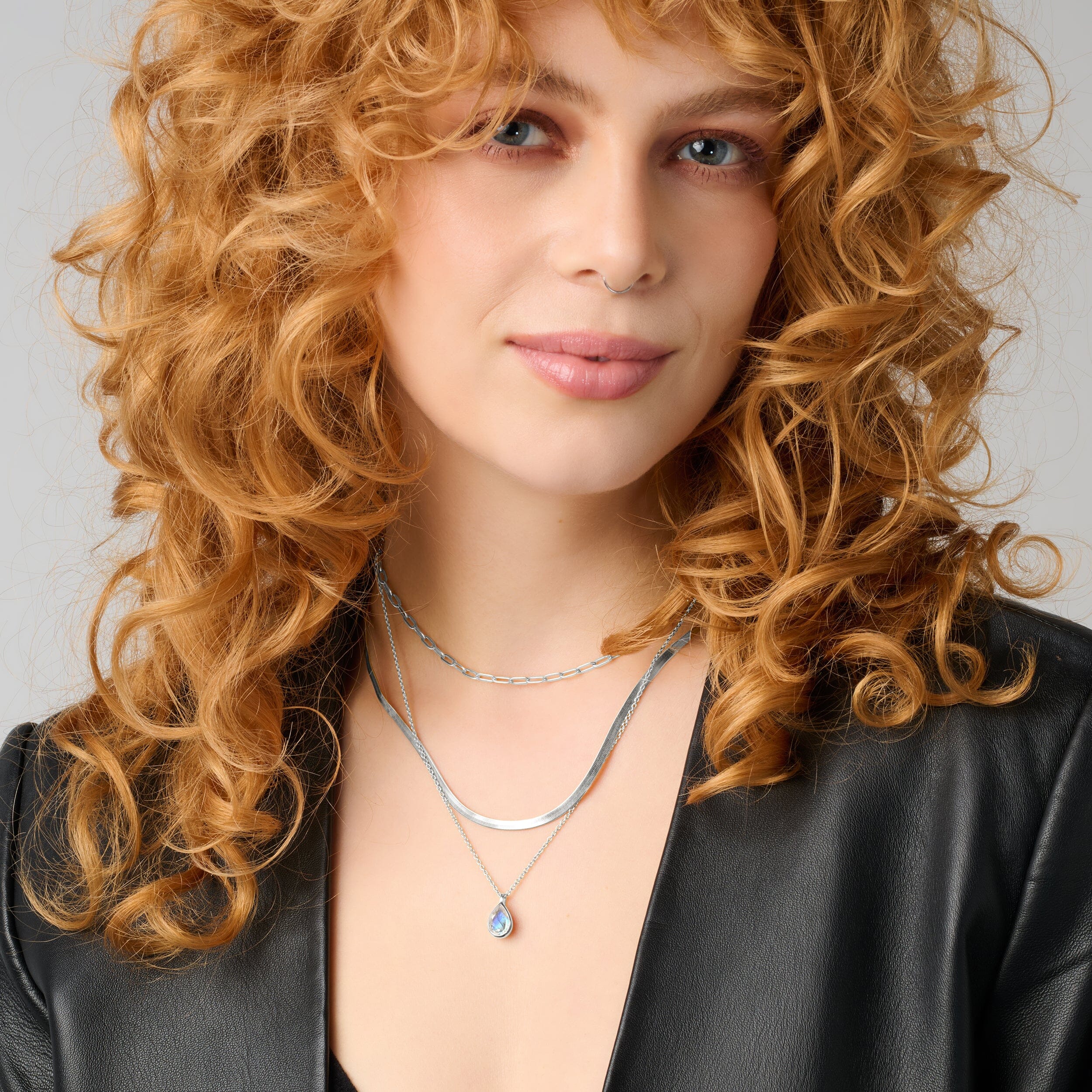 Moonstone Hidden Heart Necklace & Herringbone Chain - Image 11