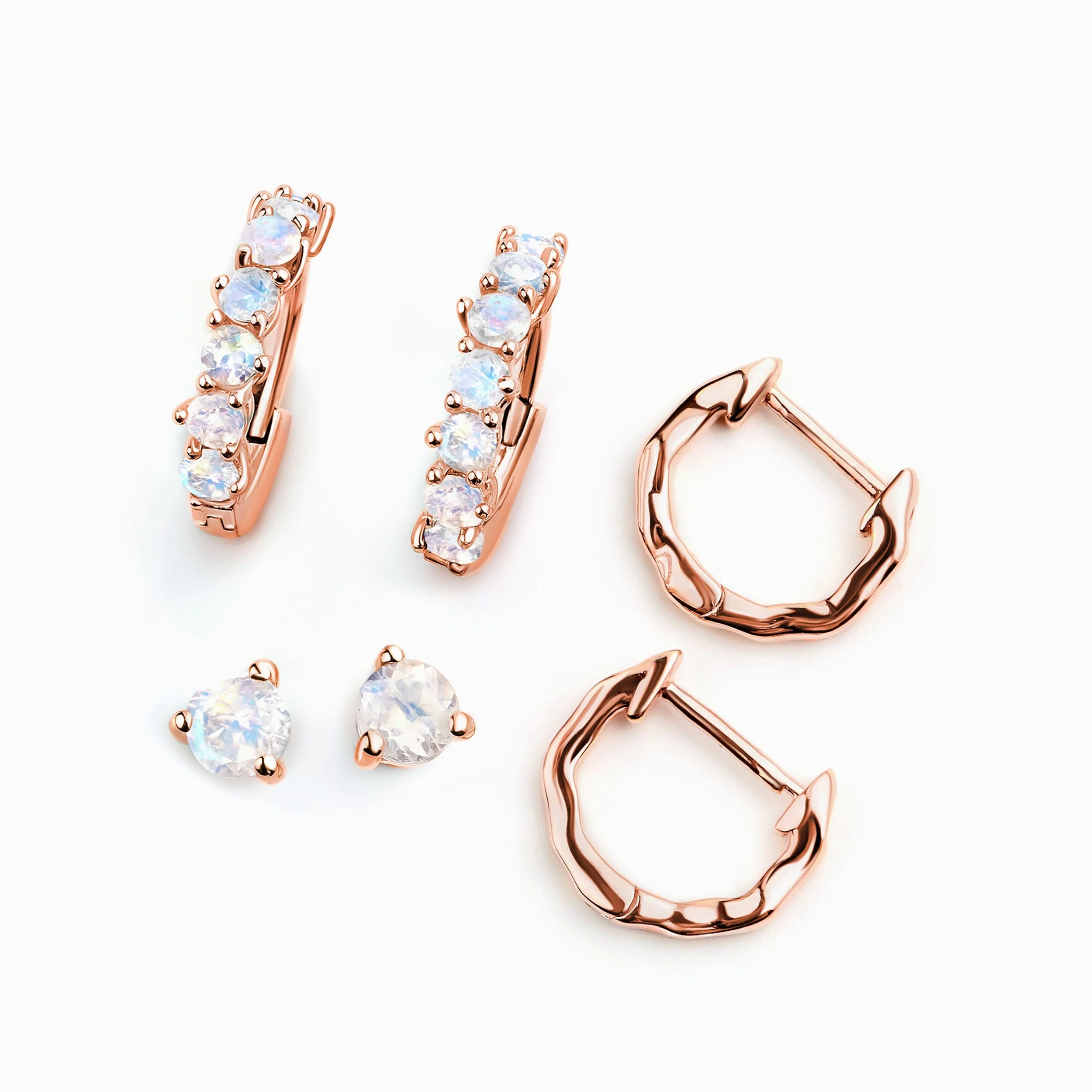Moonstone Hoop Earring Set - Classic Trio - Image 3
