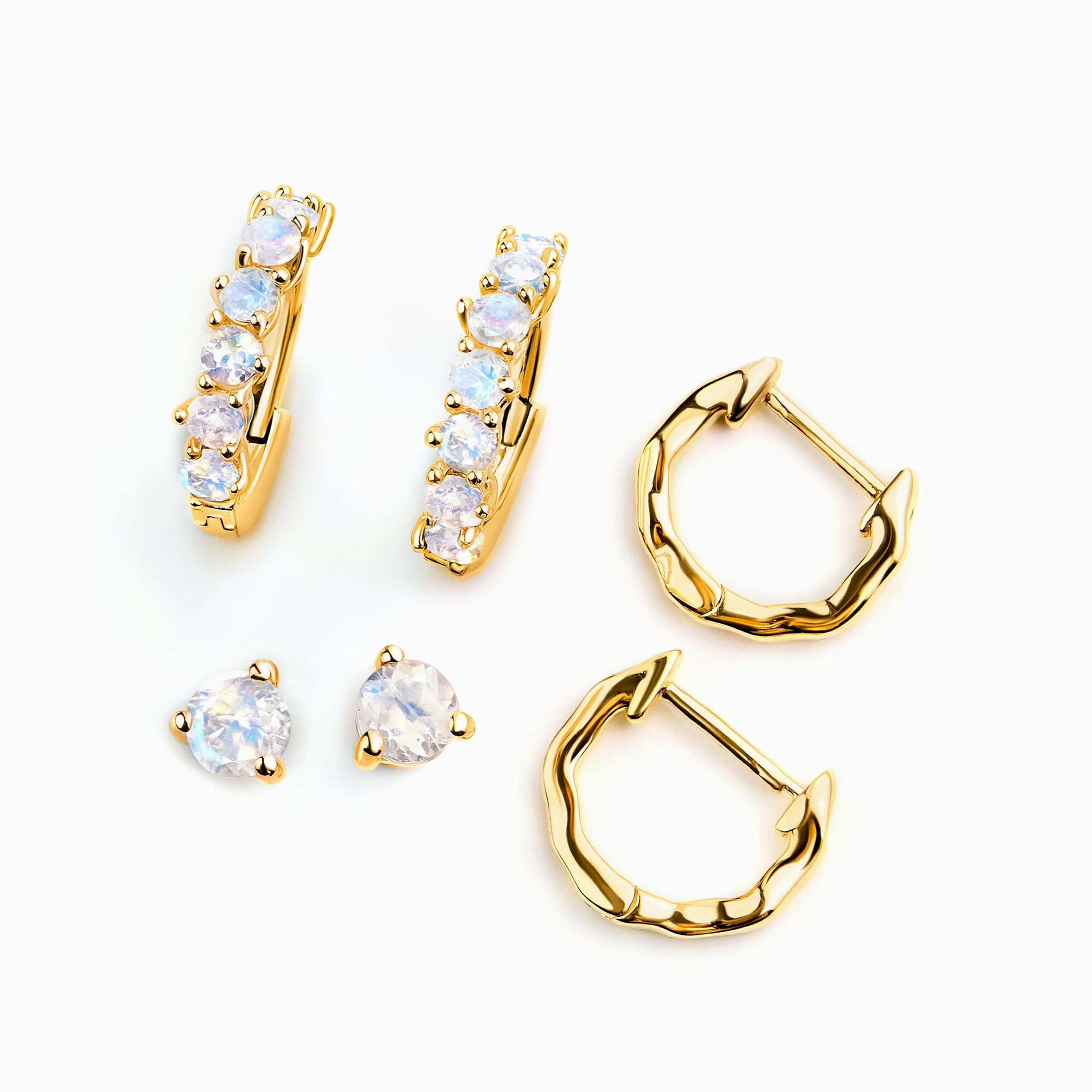 Moonstone Hoop Earring Set - Classic Trio - Image 5