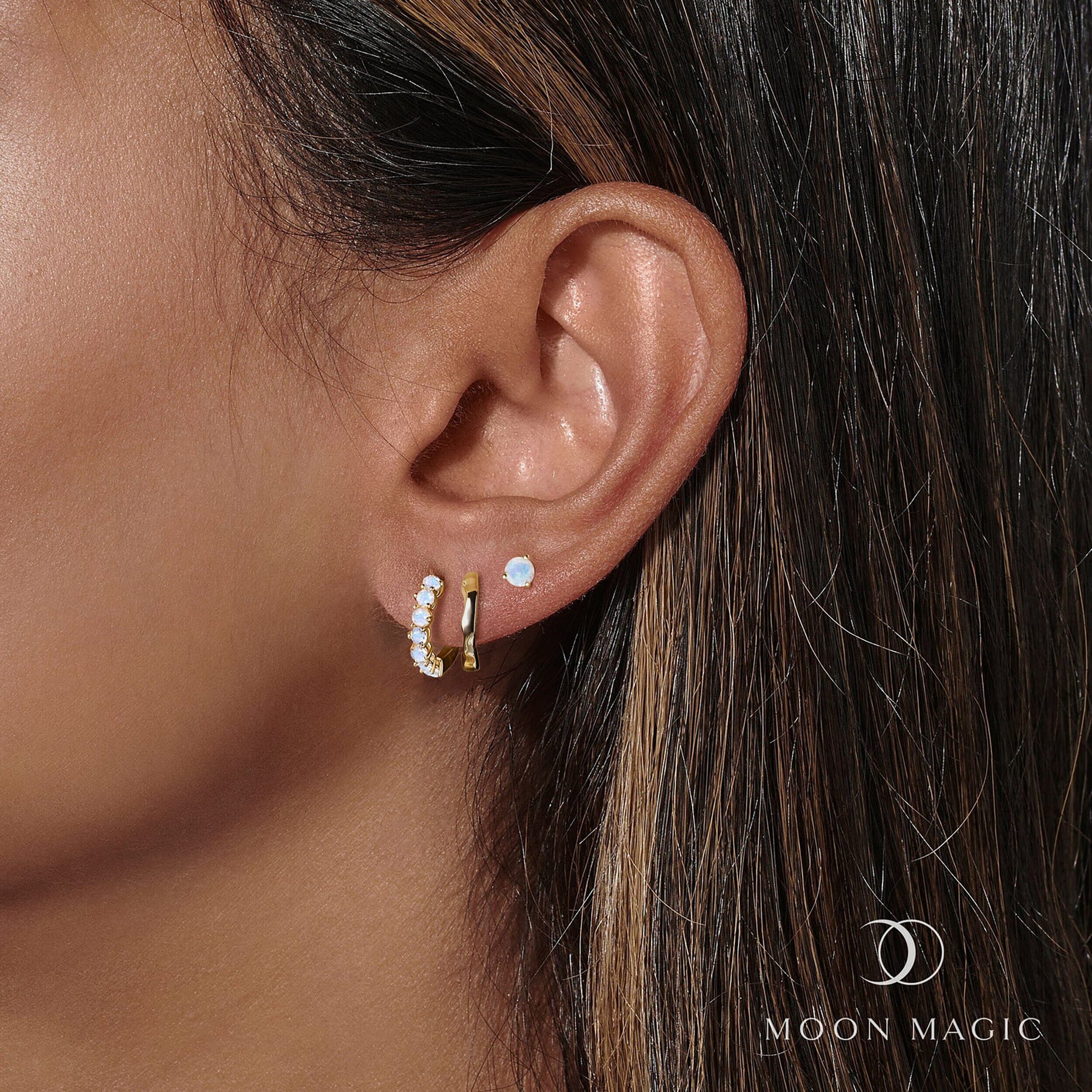 Moonstone Hoop Earring Set - Classic Trio - Image 6