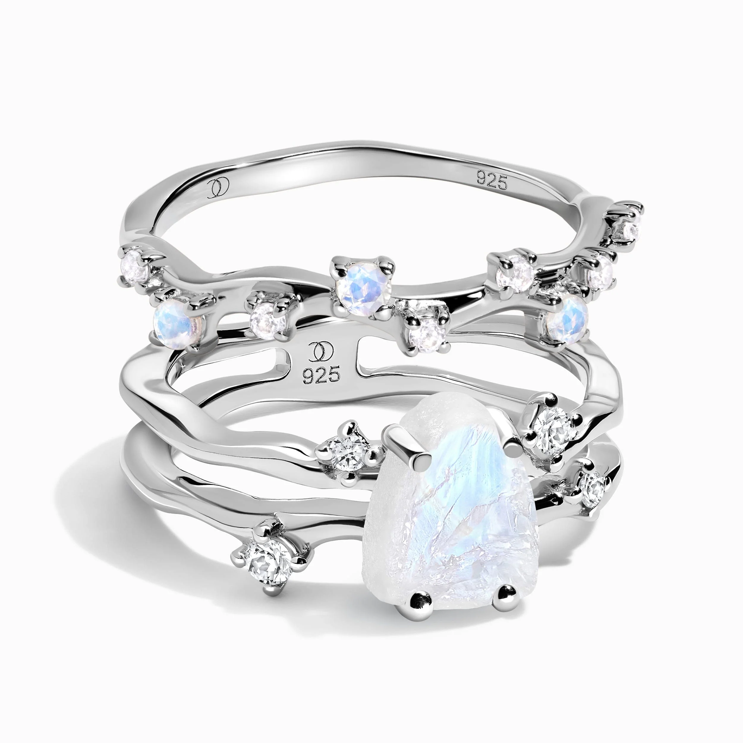 Moonstone Lab Diamond Flow Ring & Stardust Band