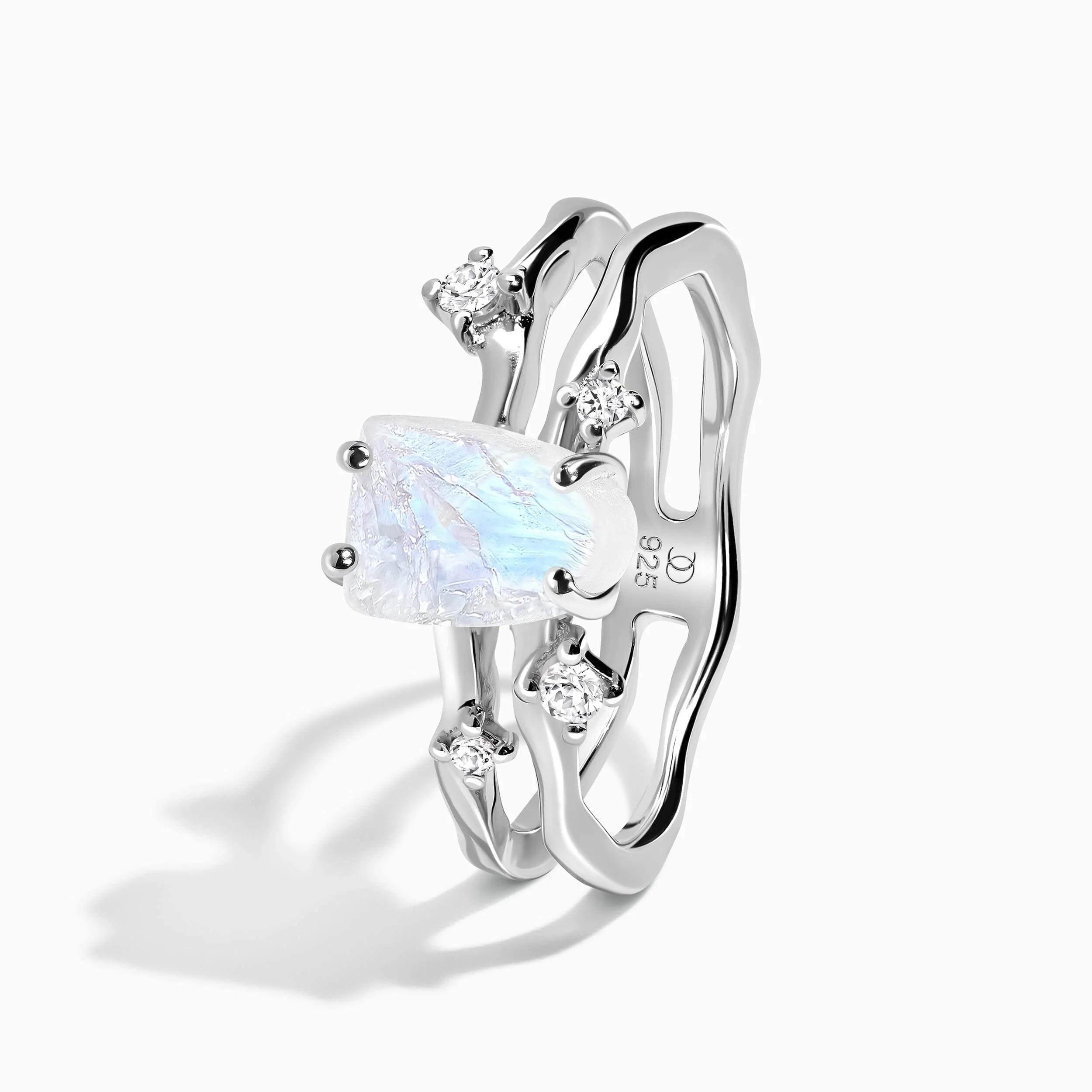 Fine Moonstone Lab Diamond Ring - Flow - Image 15