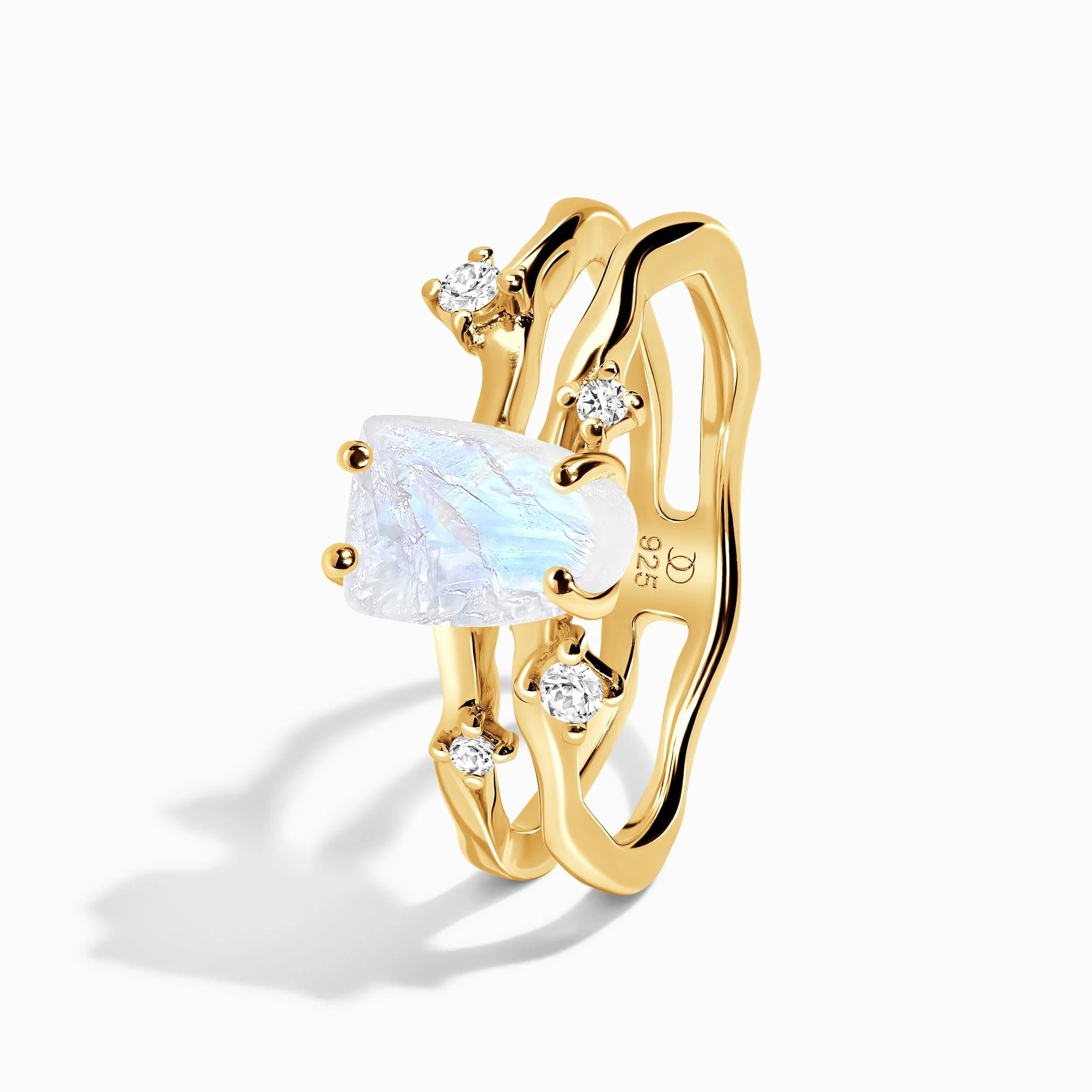 Fine Moonstone Lab Diamond Ring - Flow - Image 17