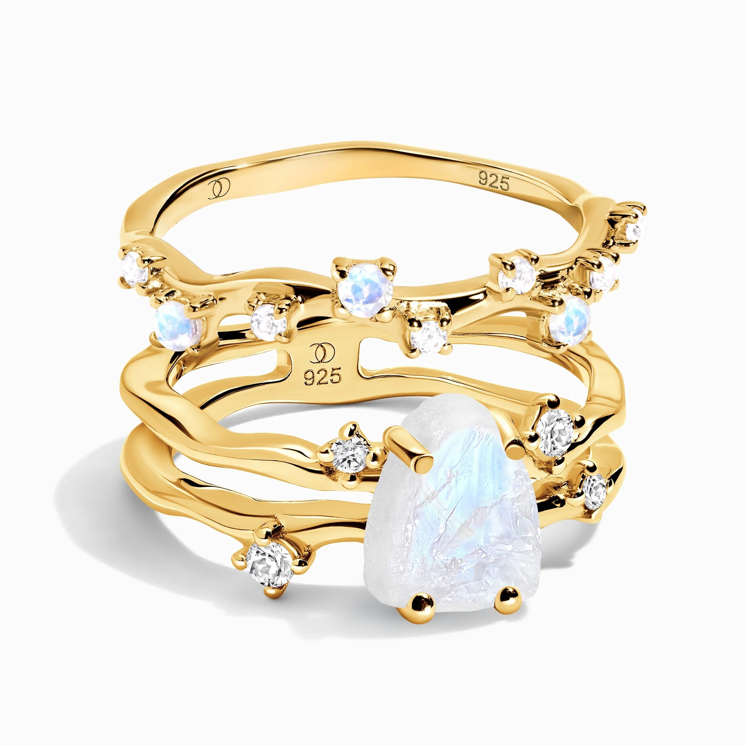 Moonstone Lab Diamond Flow Ring & Stardust Band - Image 5