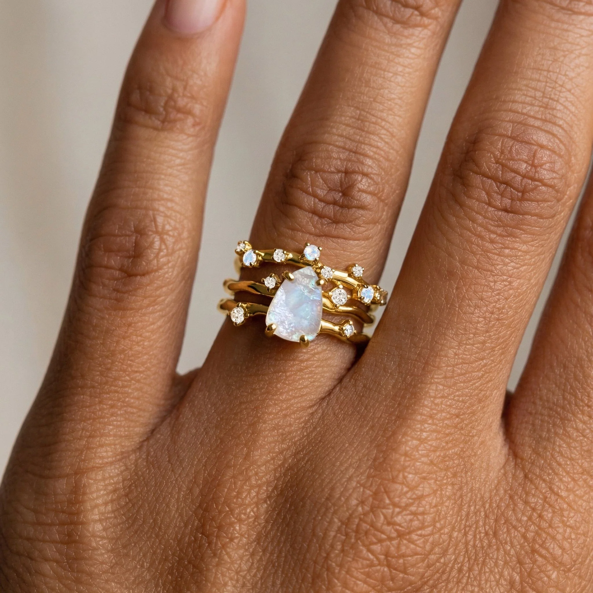 Moonstone Lab Diamond Flow Ring & Stardust Band - Image 6