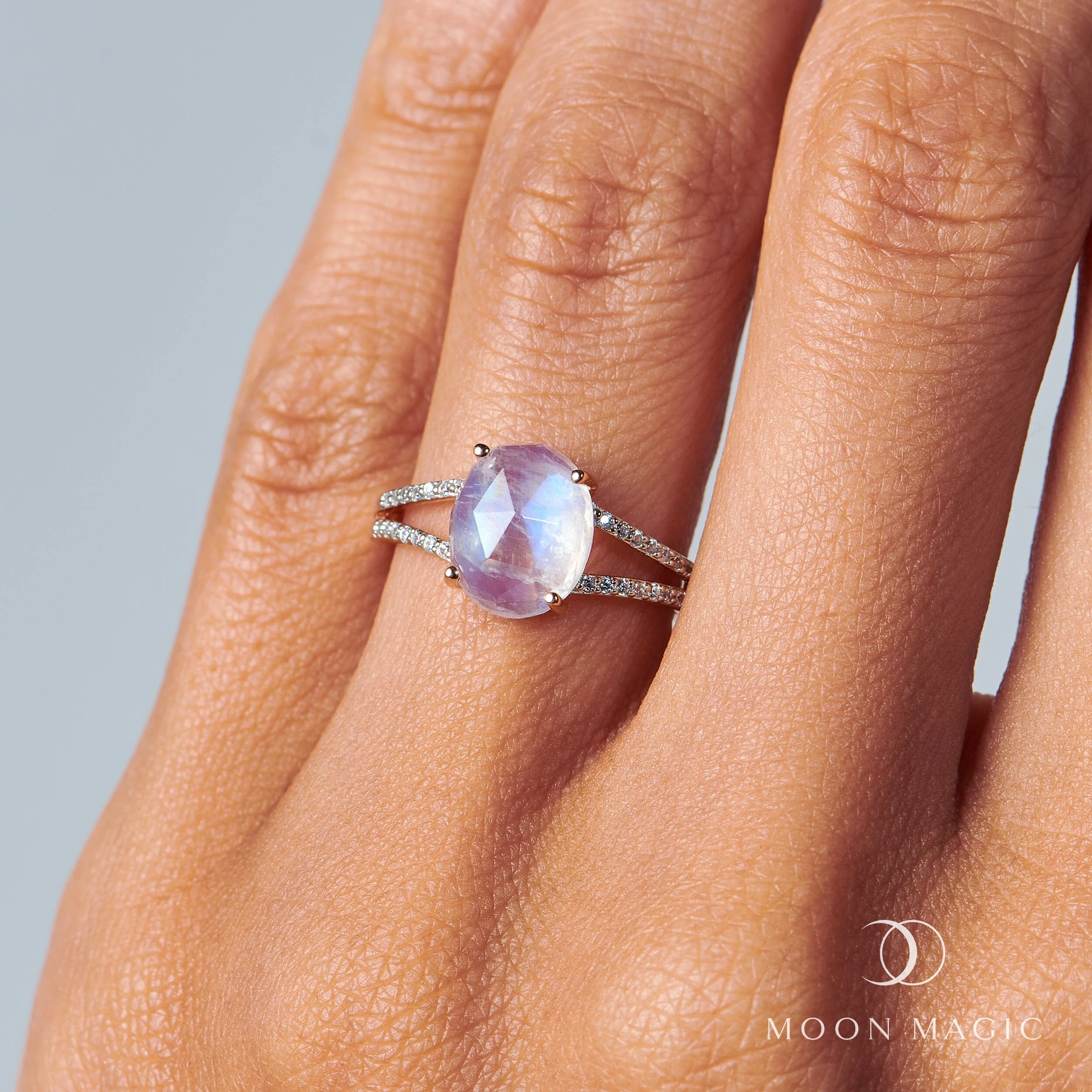 Moonstone Lab Diamond Ring - Princess - Image 4