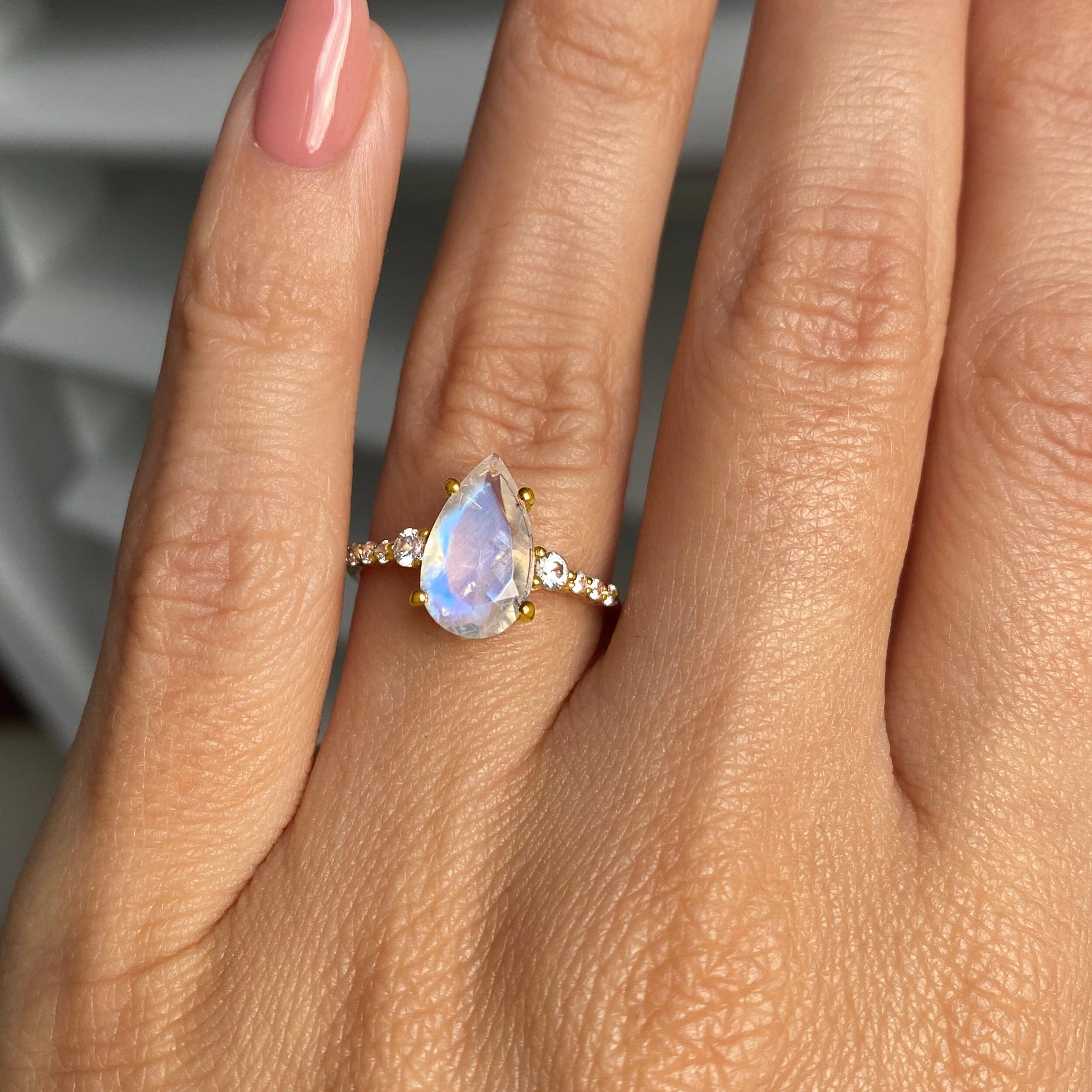 Moonstone Lab Diamond Ring - Queen Of Lustre - Image 6