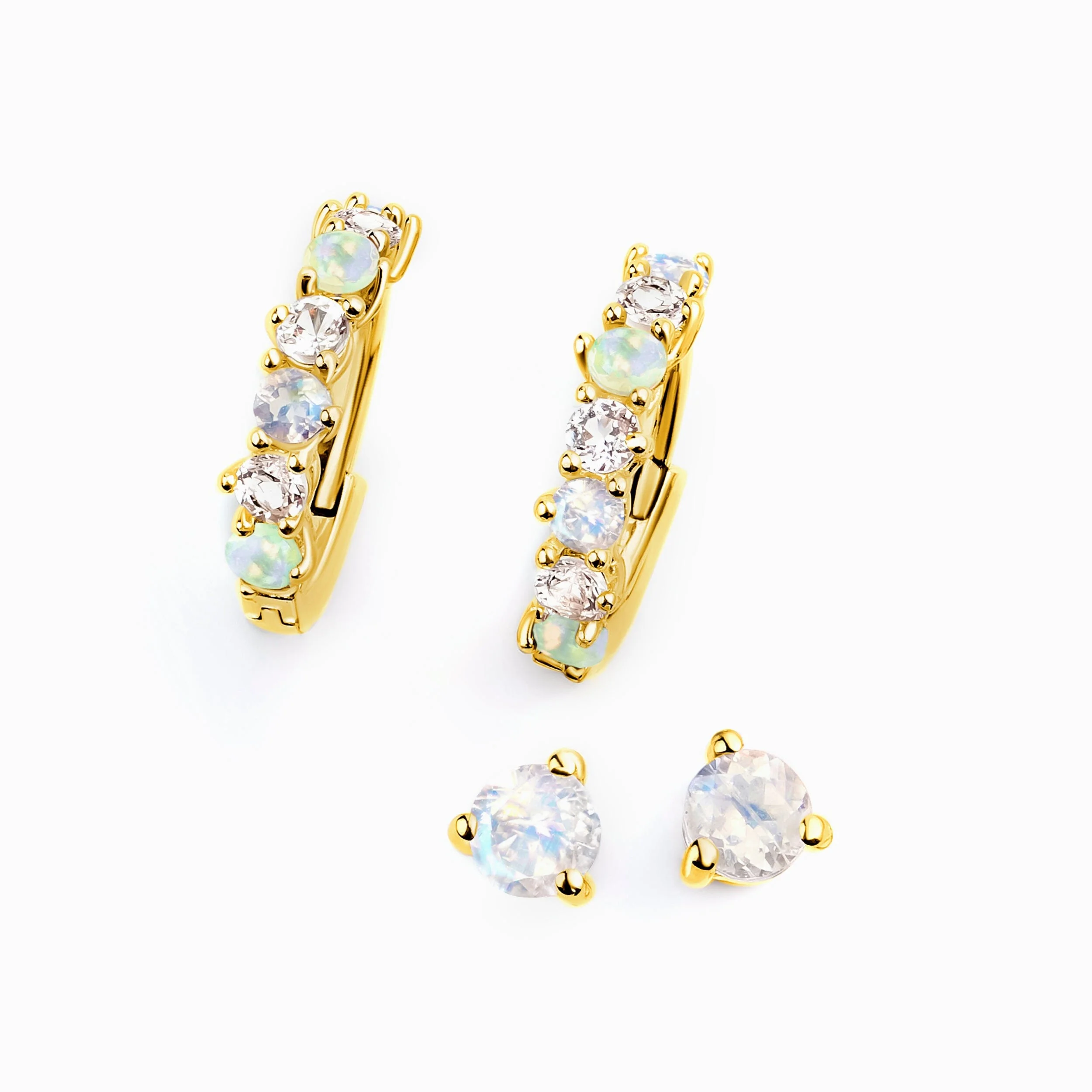 Moonstone & Opal Hoop Earring Set - High Vibes - Image 5