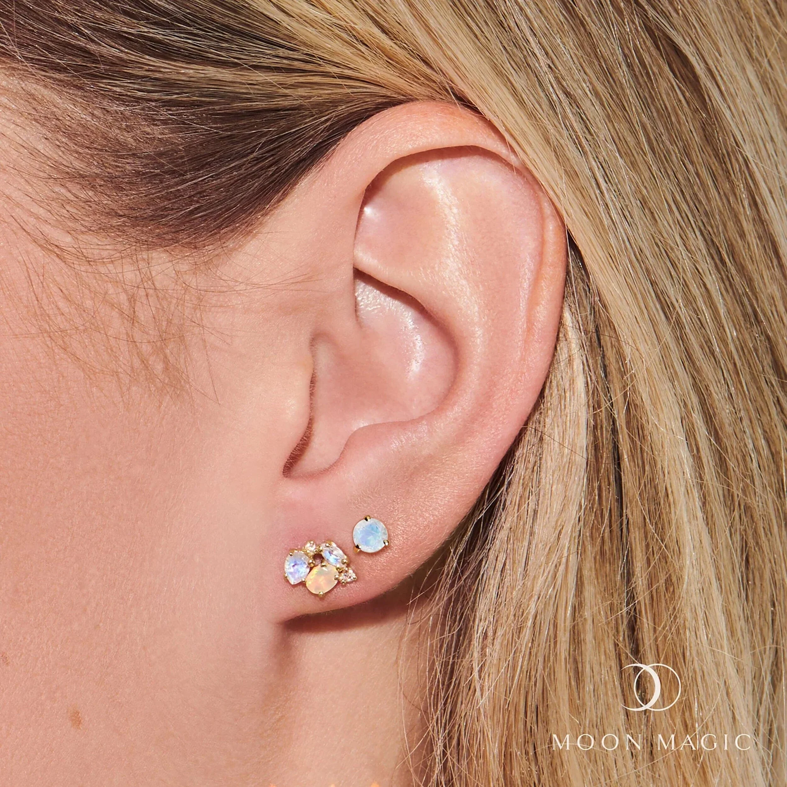 Moonstone & Opal Hoop Earring Set - Positive Aura - Image 6