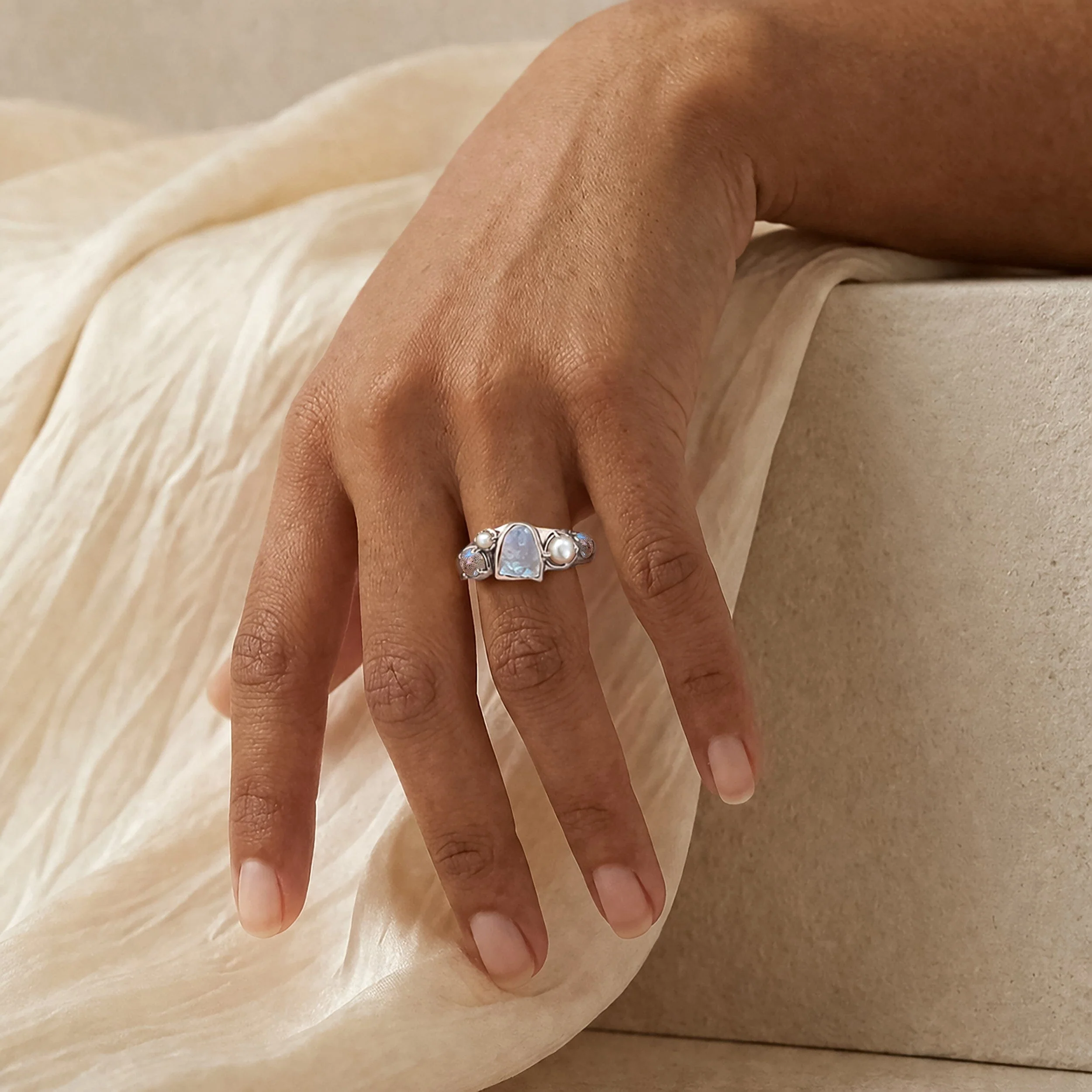 Moonstone Pearl Ring - Mist Heirloom - Image 3