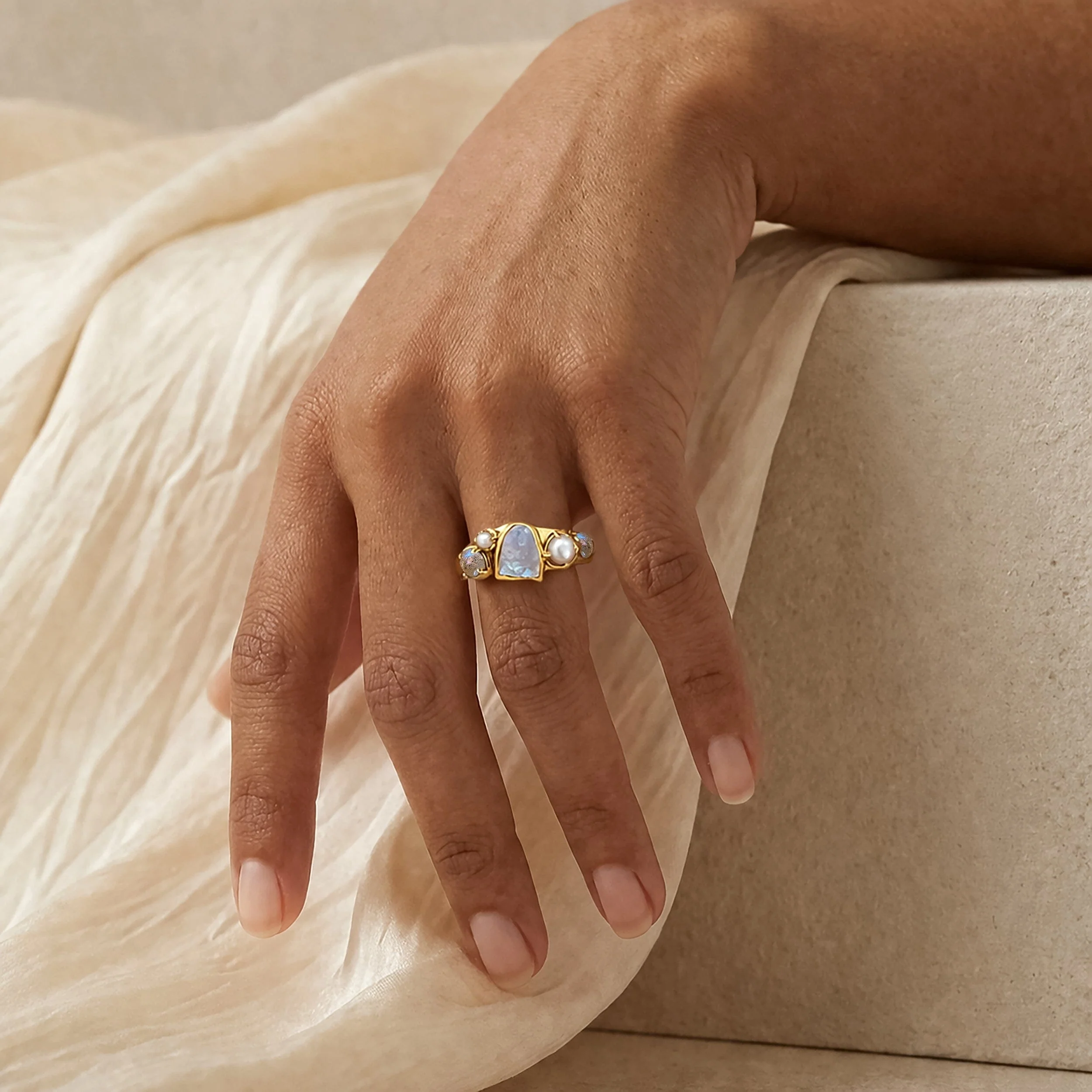 Moonstone Pearl Ring - Mist Heirloom - Image 9