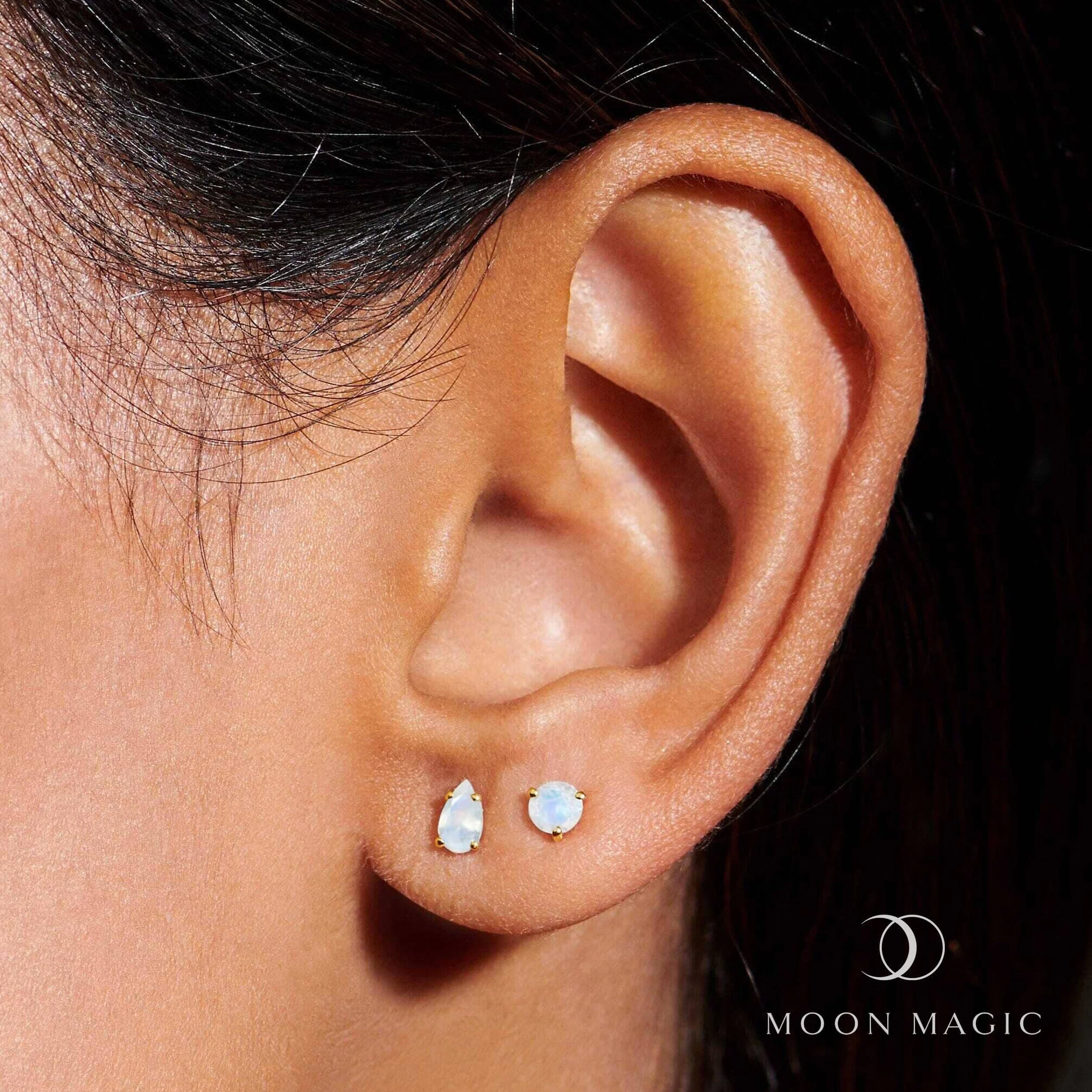 Moonstone Petite Round & Teardrop Studs - Image 6