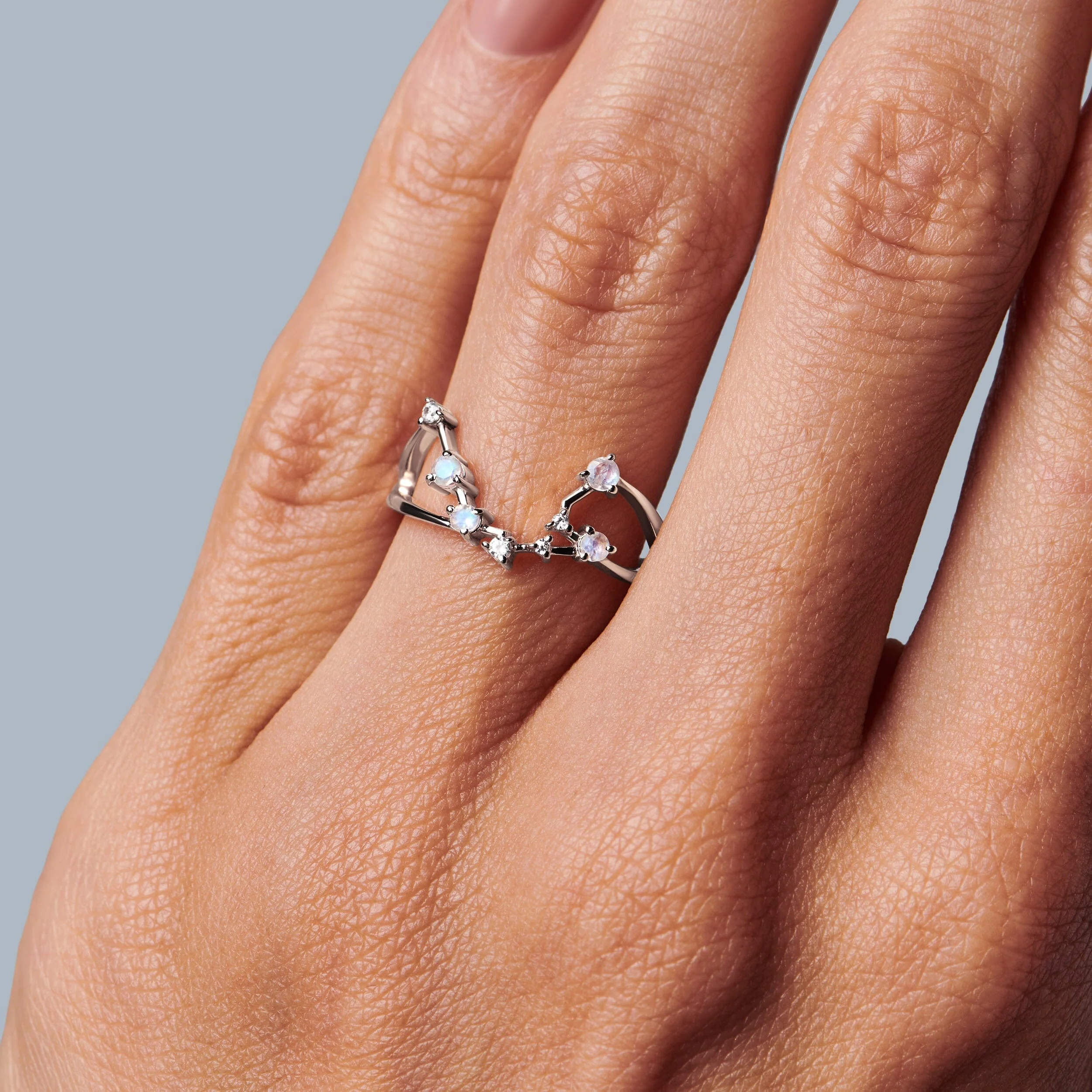 Moonstone Ring - Aquarius Zodiac Constellation - Image 2