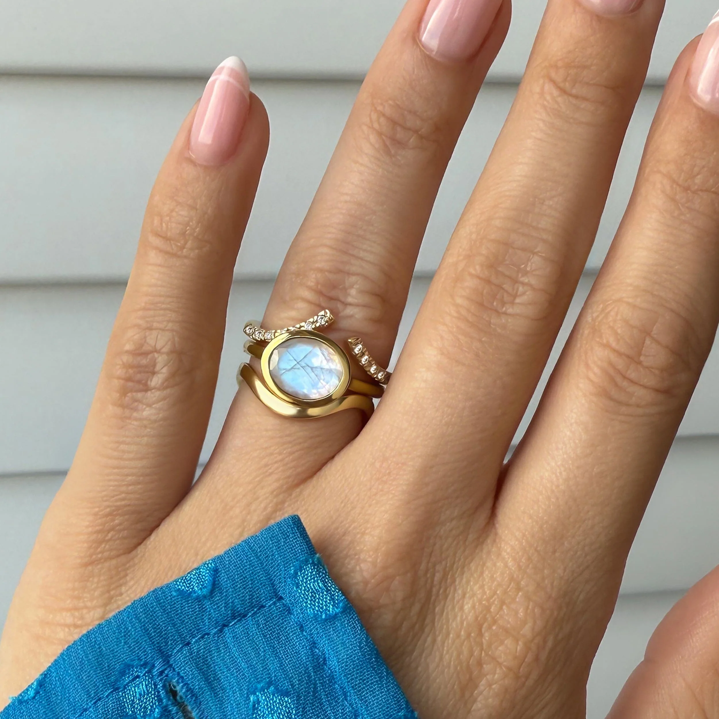 Moonstone Skin Touch Ring - Infinite Ring & Waves Band - Image 4