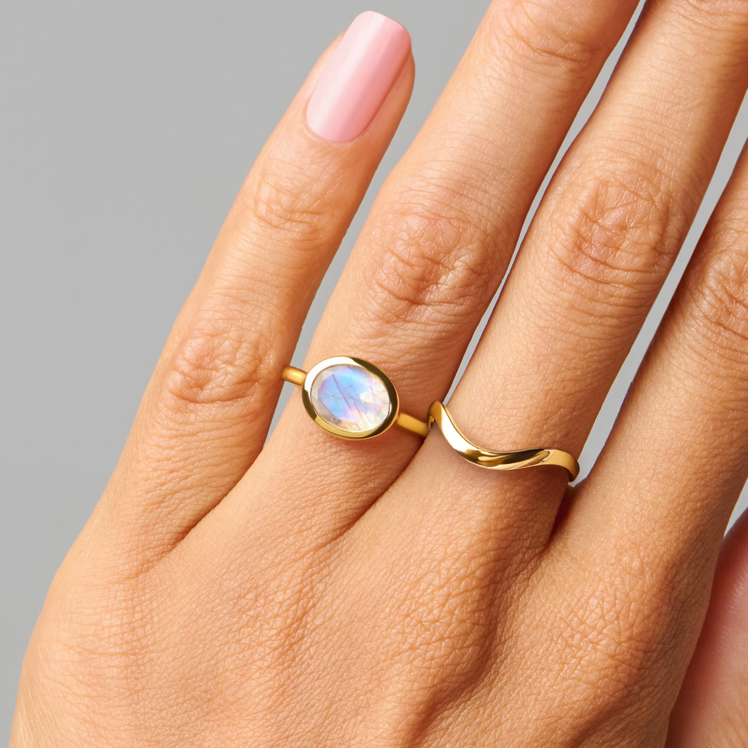 Moonstone Skin Touch Ring & Waves Band - Image 18