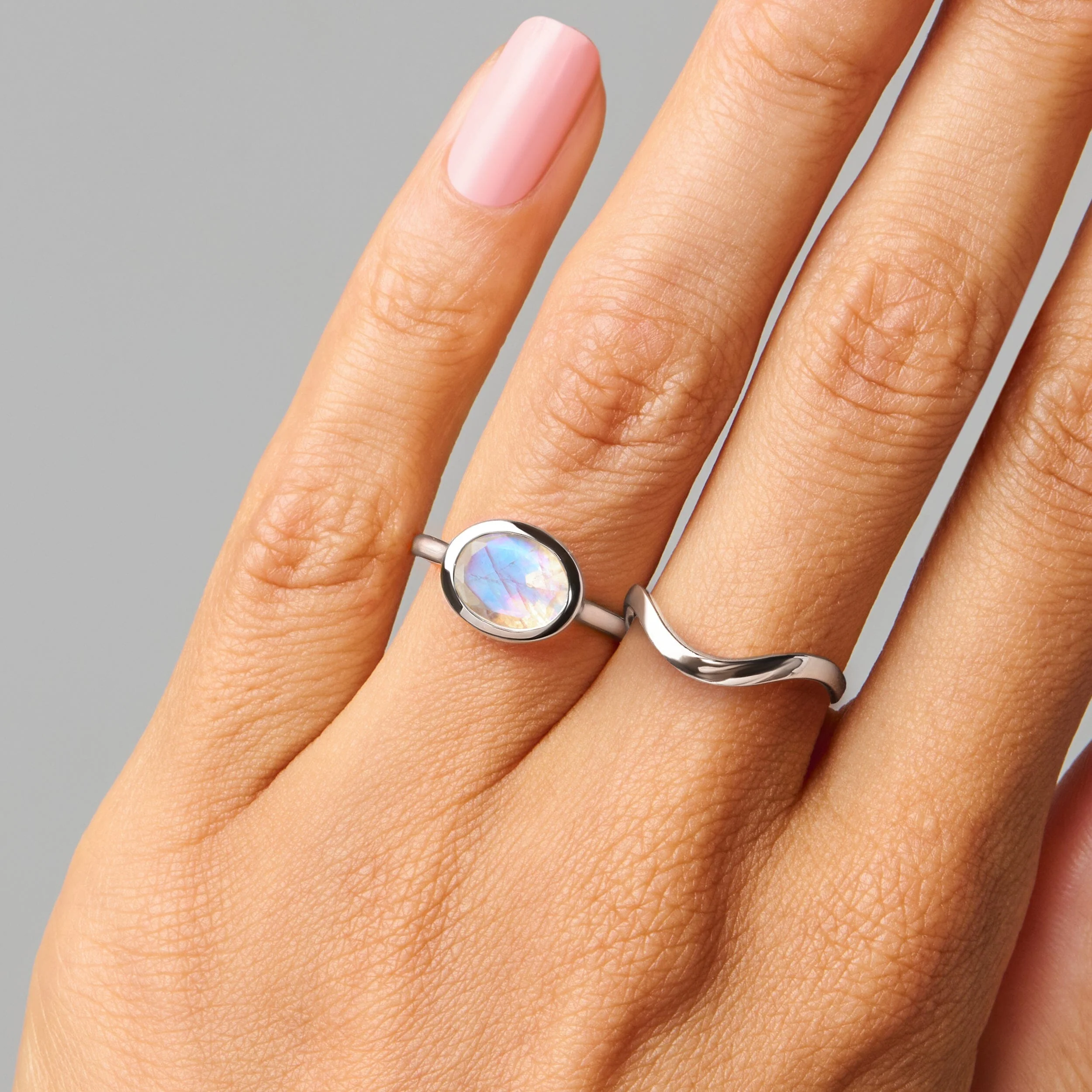 Moonstone Skin Touch Ring & Waves Band - Image 2