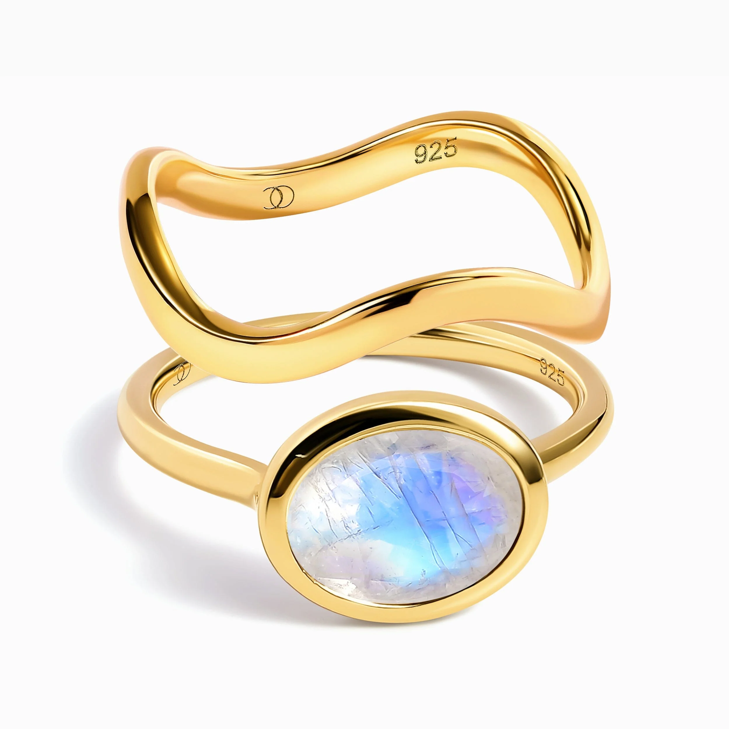 Moonstone Skin Touch Ring & Waves Band - Image 3