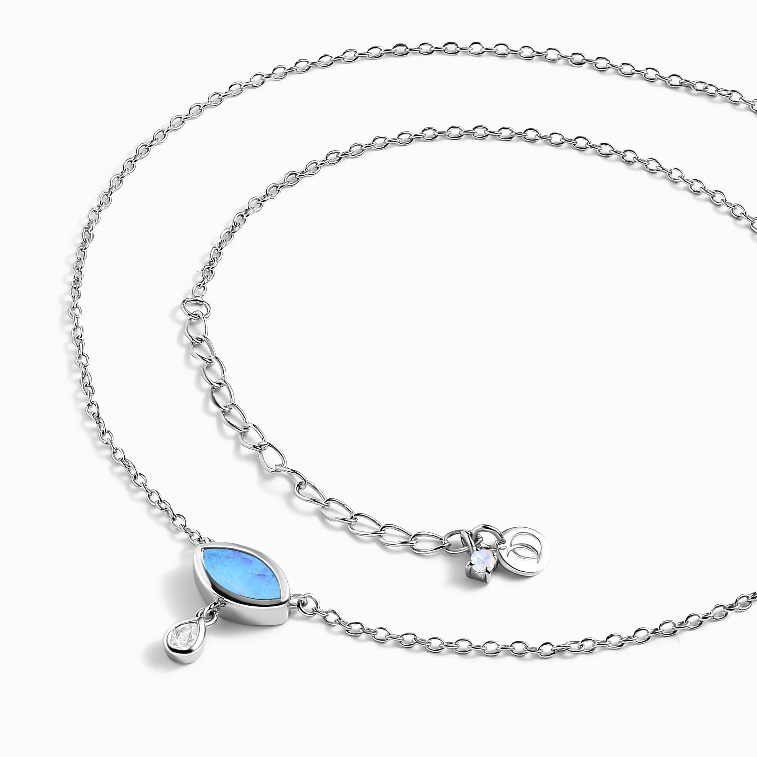 Moonstone & White Zircon Chain Divina Necklace - Ayra - Image 10
