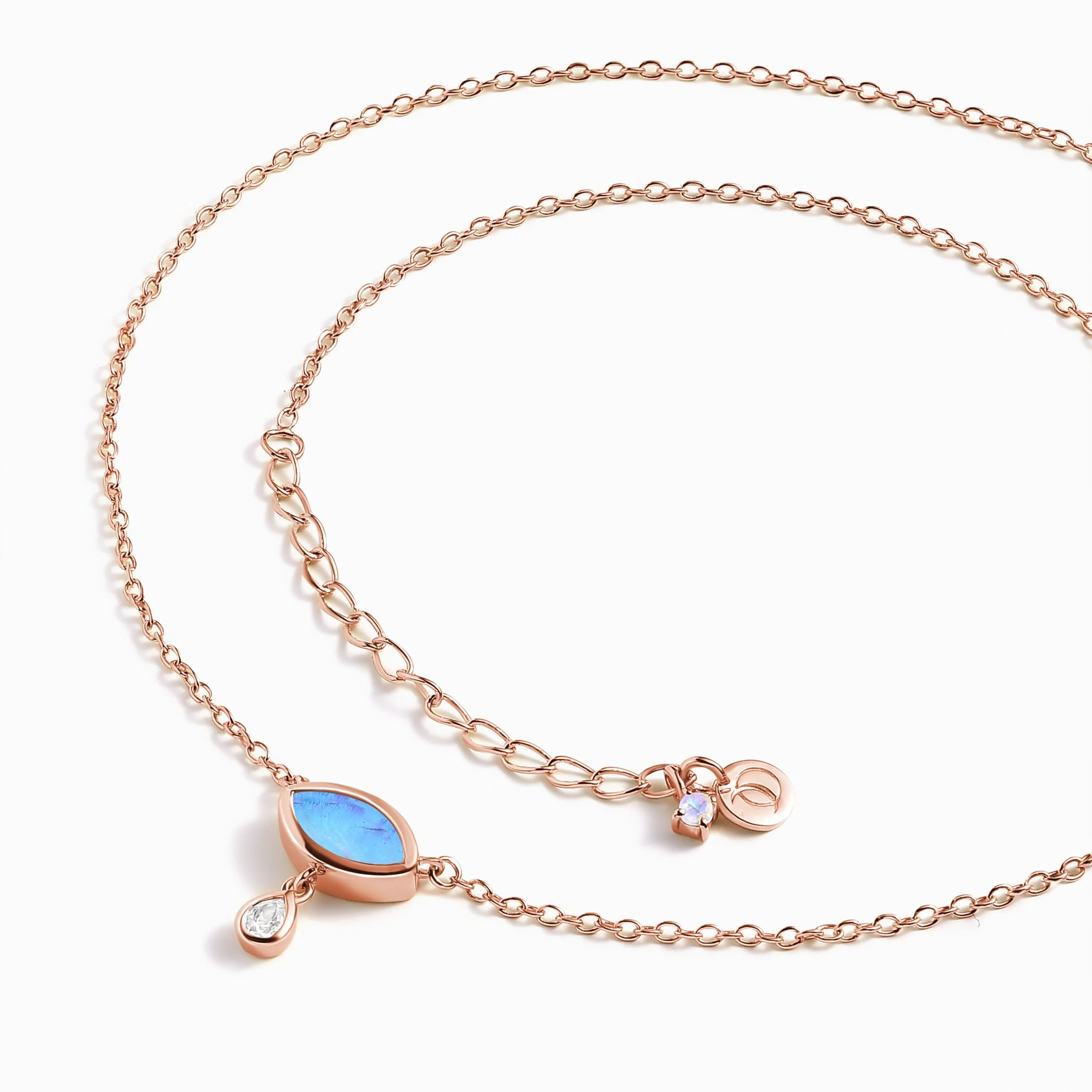 Moonstone & White Zircon Chain Divina Necklace - Ayra - Image 12