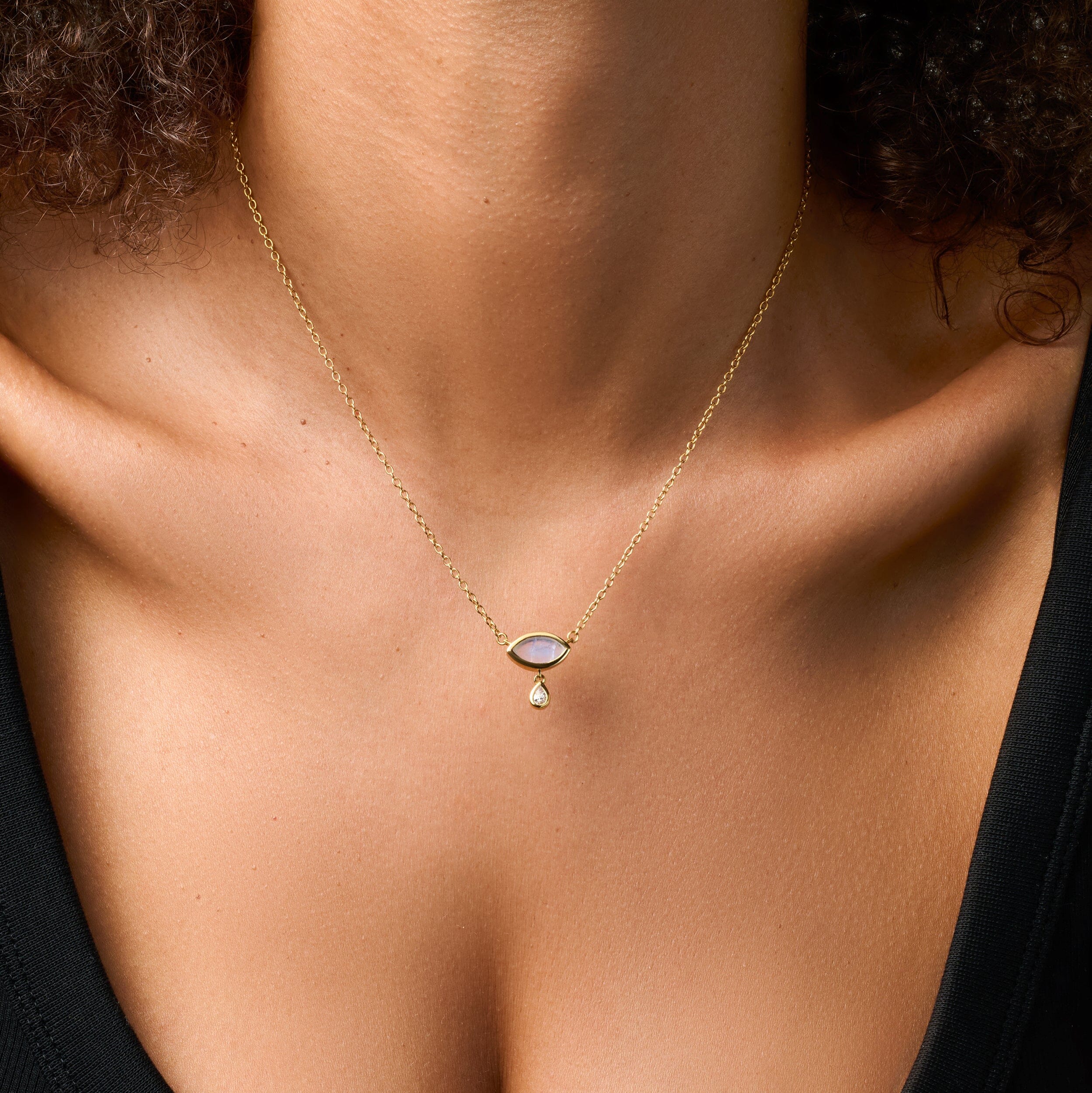 Moonstone & White Zircon Chain Divina Necklace - Ayra - Image 19