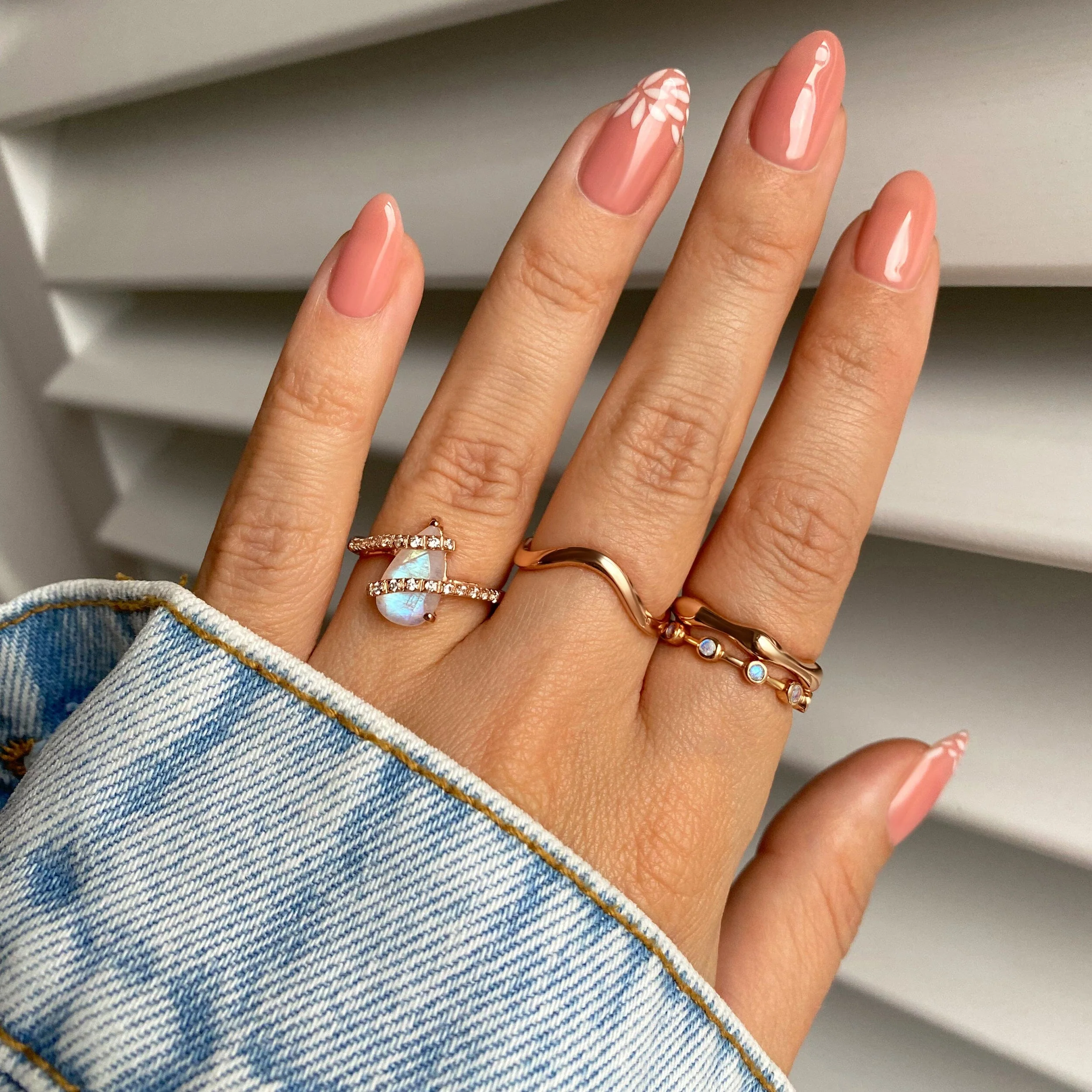 Moonstone White Zircon Ring - Bypass - Image 10