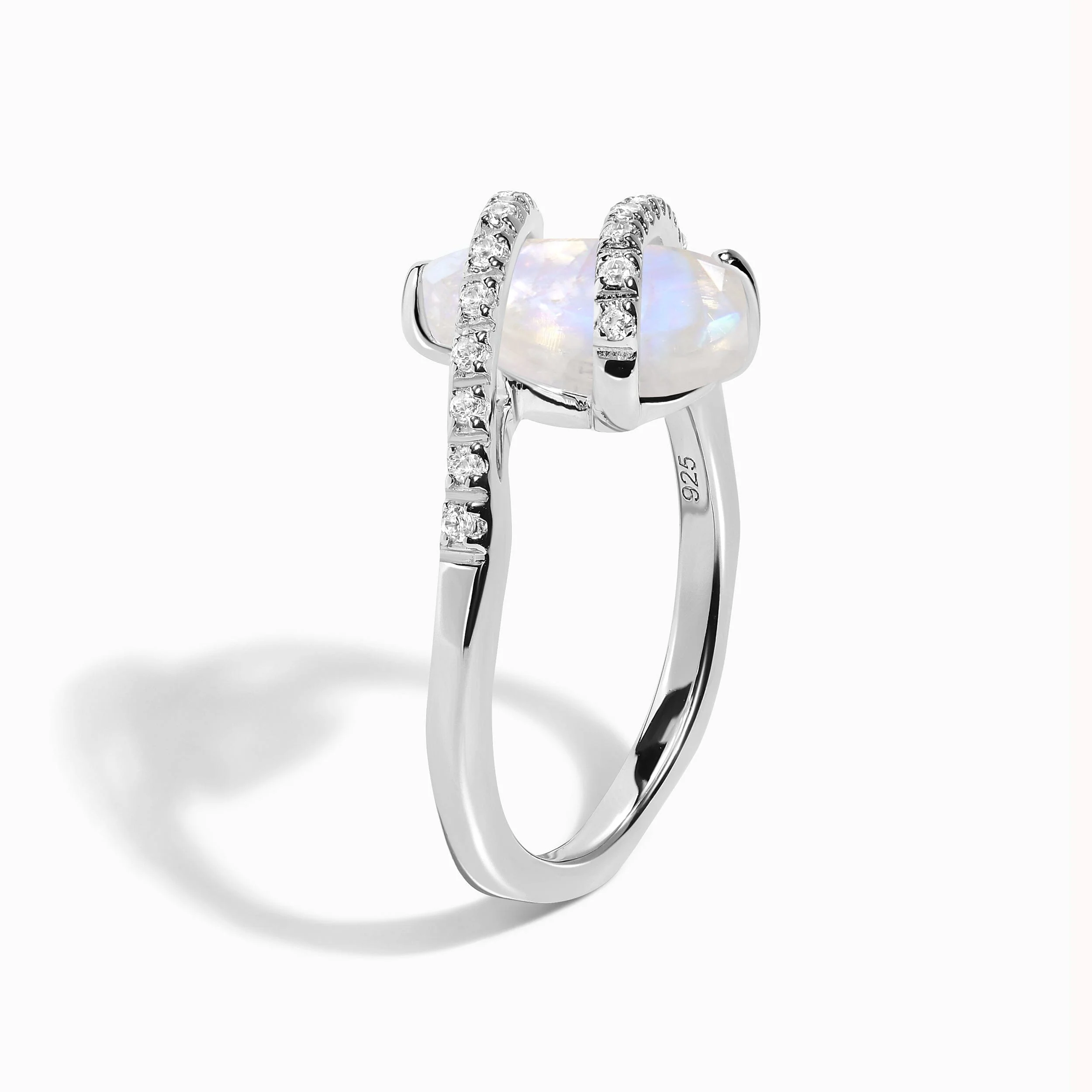 Moonstone White Zircon Ring - Bypass - Image 15