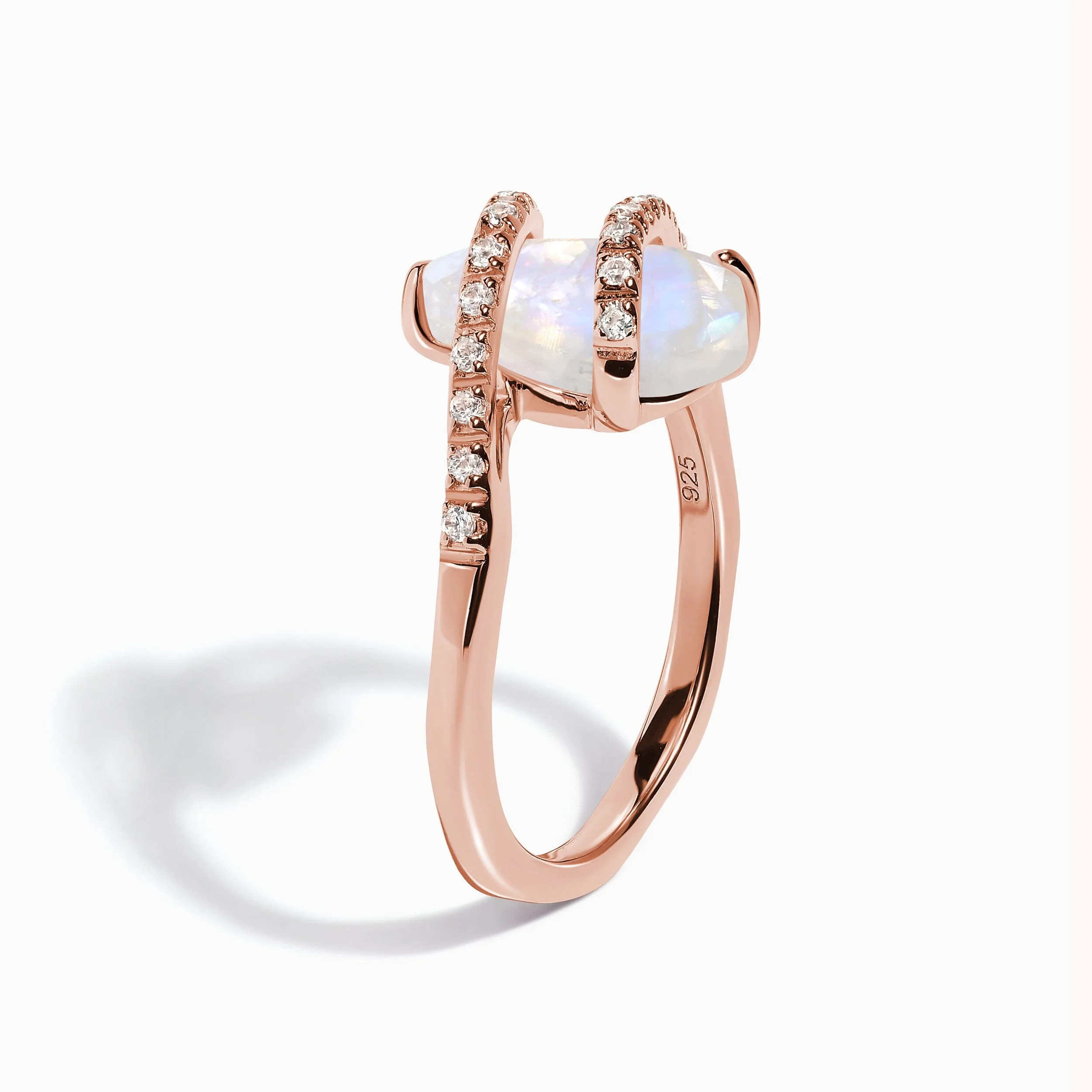 Moonstone White Zircon Ring - Bypass - Image 16