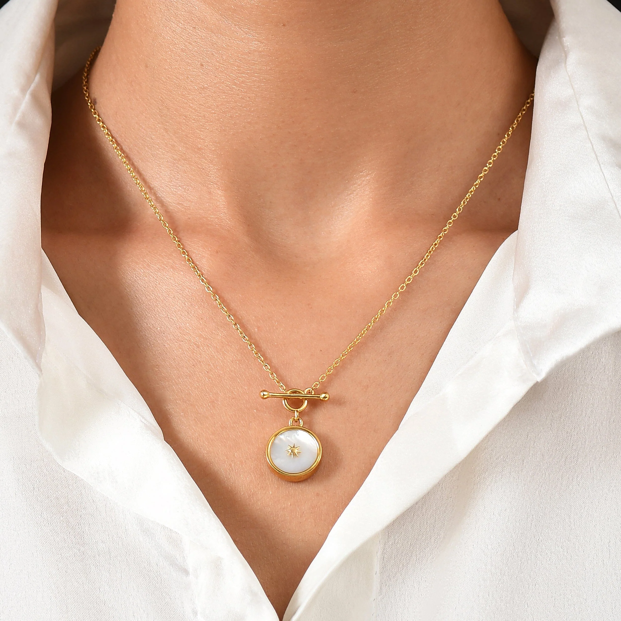 Mother Of Pearl T-Lock Necklace - Sol - Image 9