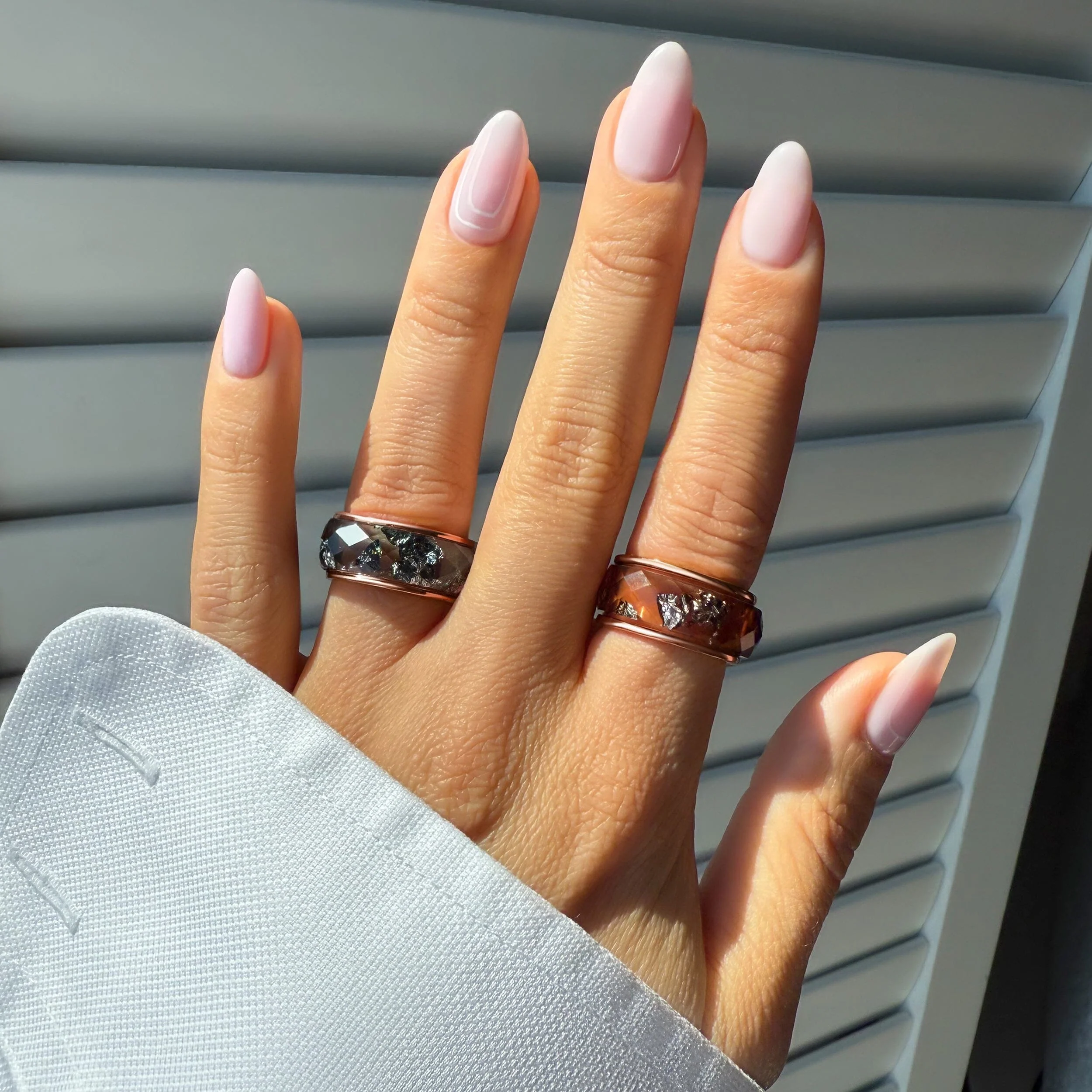 Night Sky & Golden Amber Resin Rings Set - Image 4