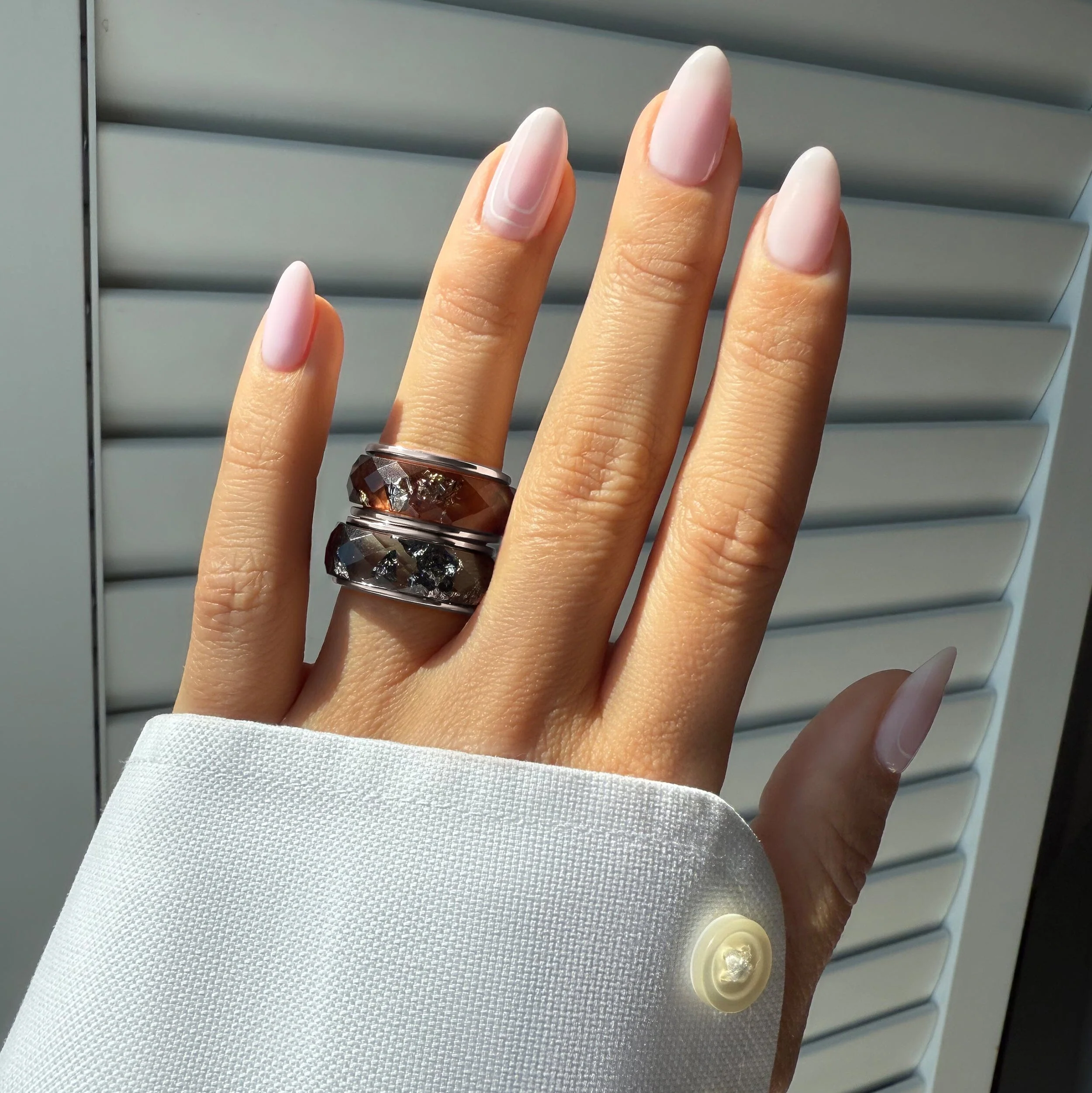 Night Sky & Golden Amber Resin Rings Set - Image 8