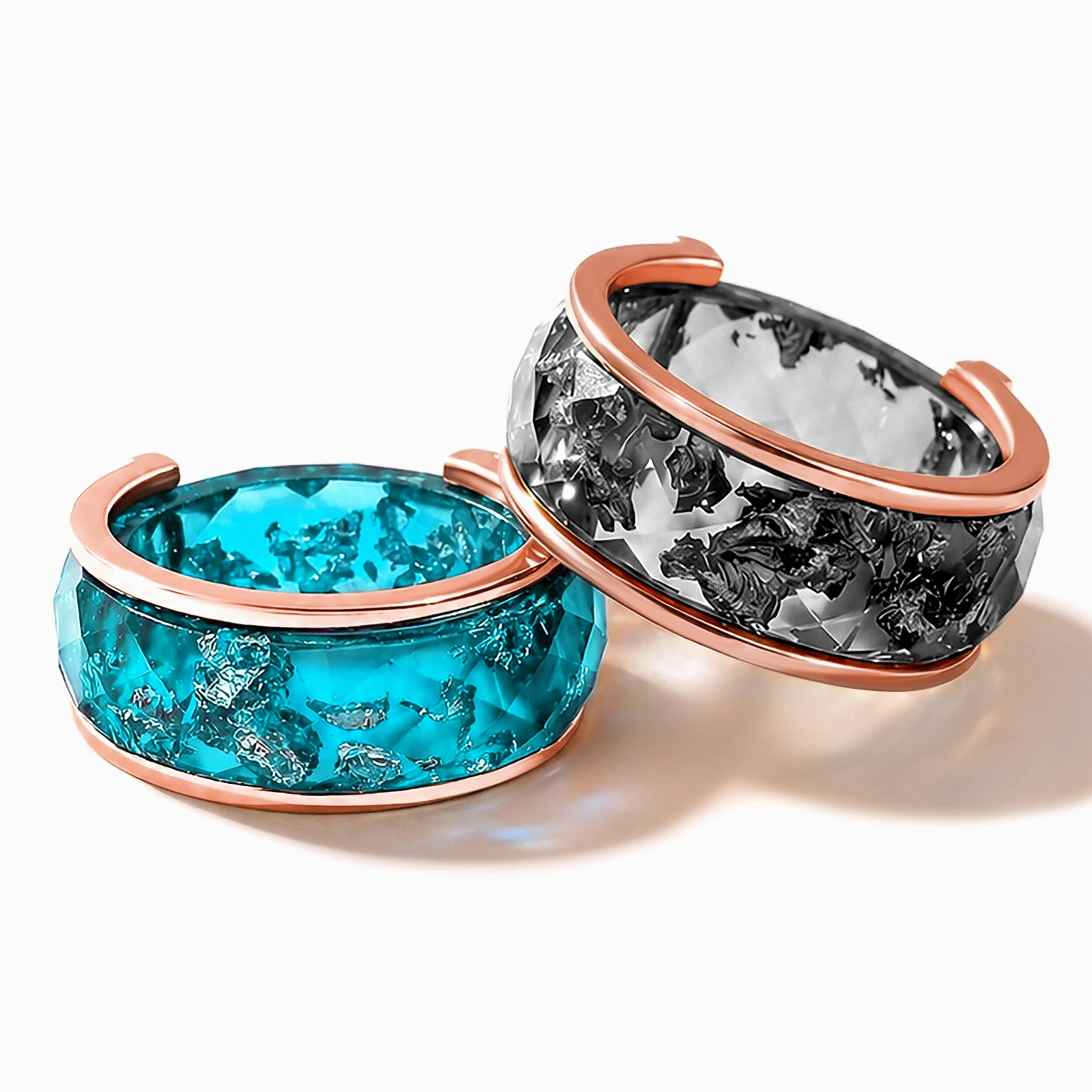 Night Sky & Ocean Blue Resin Rings Set - Image 3