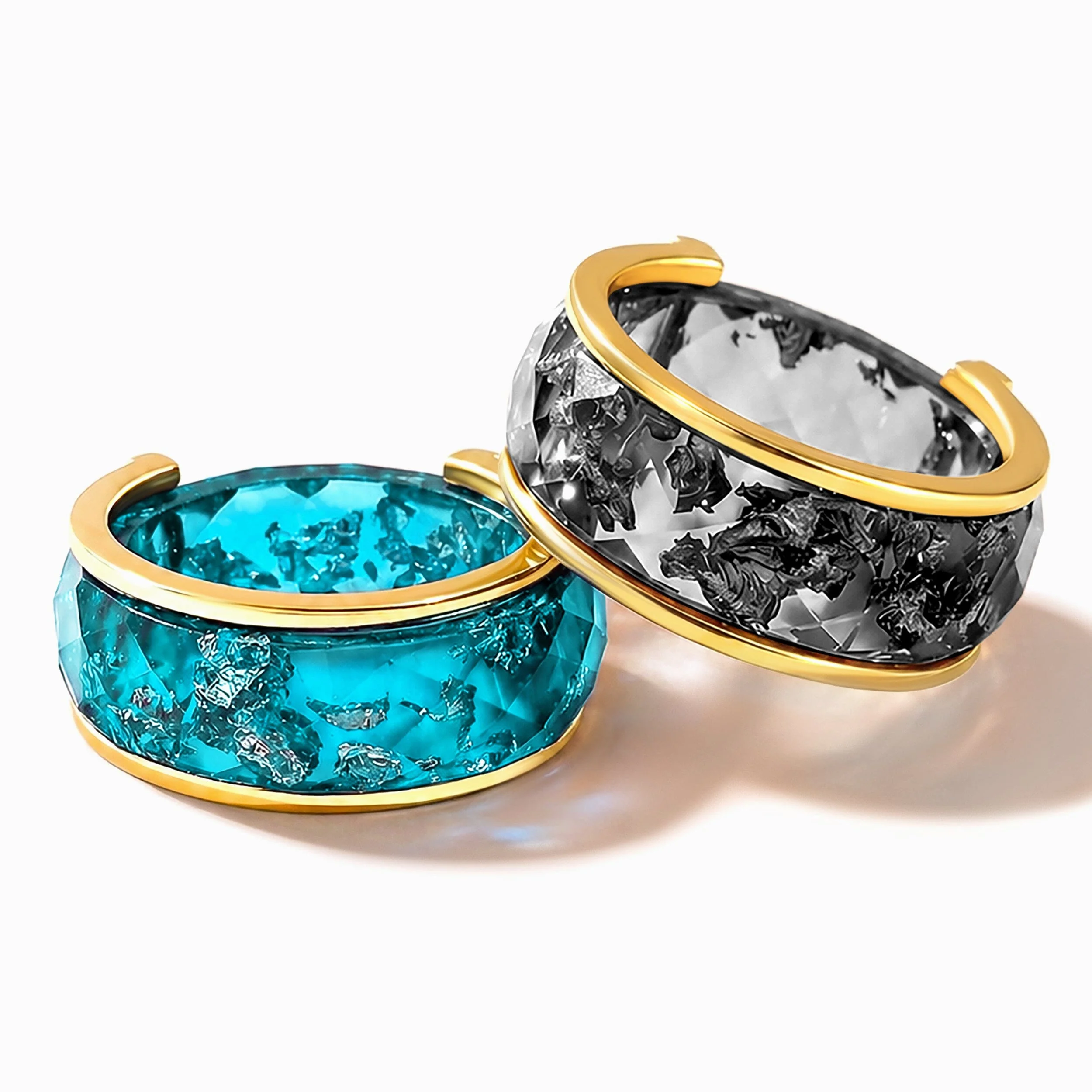 Night Sky & Ocean Blue Resin Rings Set - Image 5